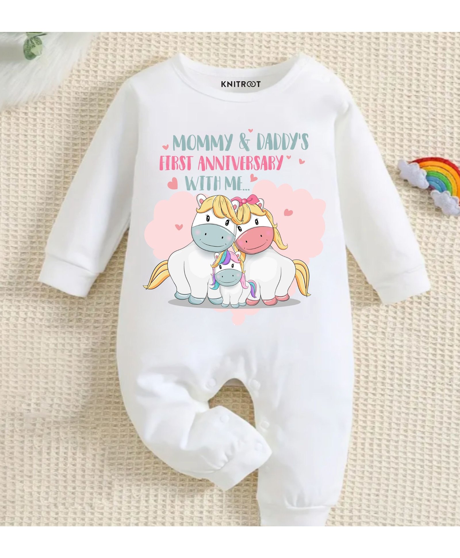 KNITROOT Cotton Full Sleeves Animals & Text Printed Romper - White-image-47