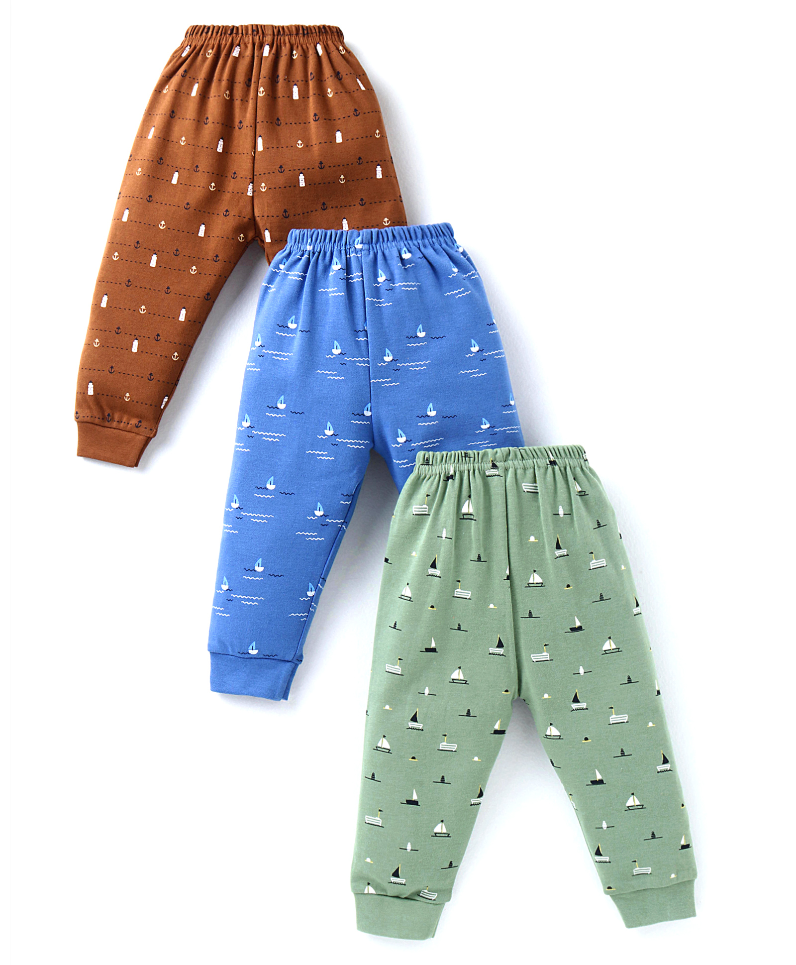 Simply Interlock Knit Full Length Lounge Pant with Boat Print Pack f 3 - Blue Green & Brown-picture-15