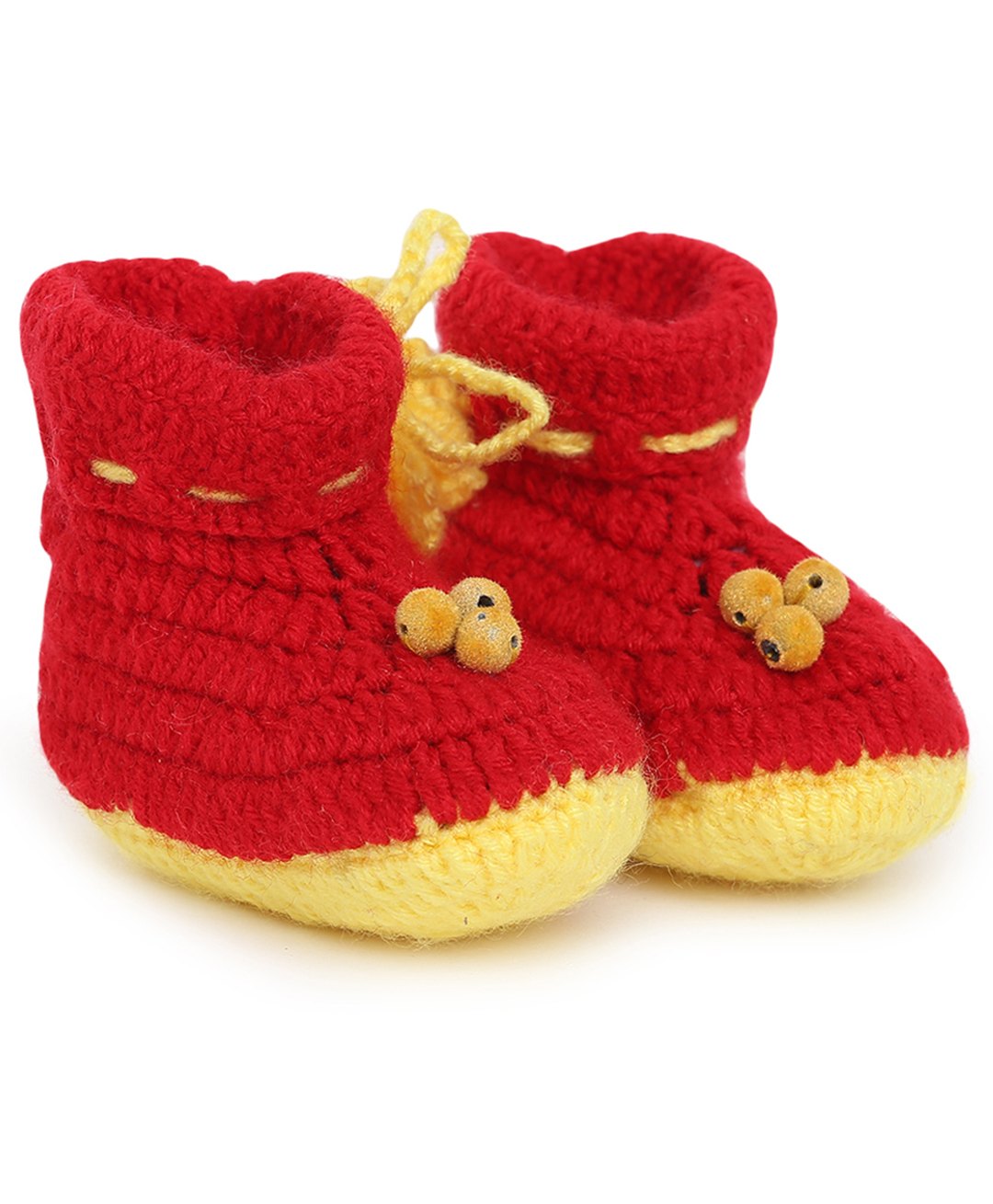 MayRa Knits Hand Knitted Colour Block Crochet Booties - Red-picture-27