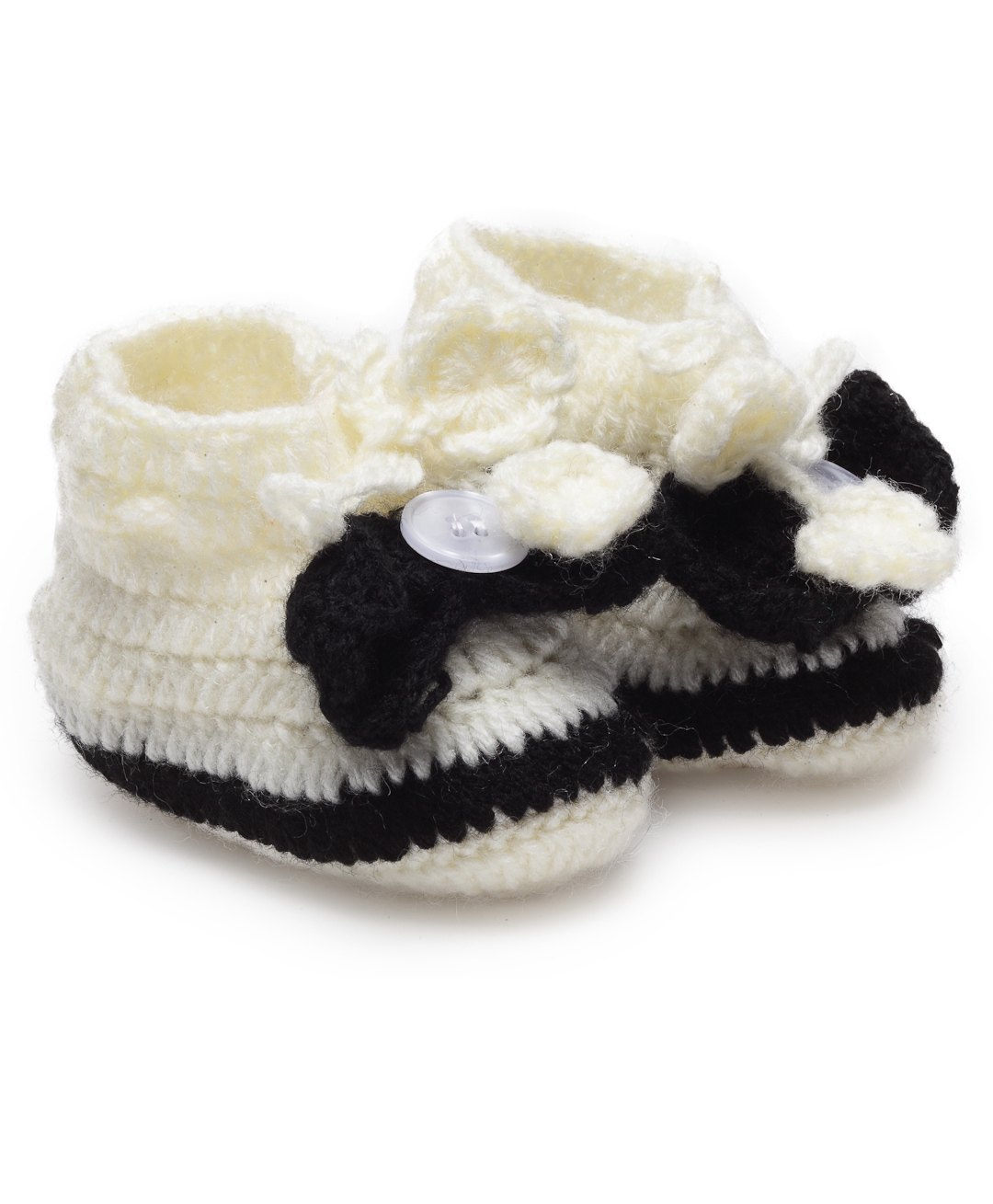 MayRa Knits Hand Knitted Button Detailed Crochet Booties - White-picture-28
