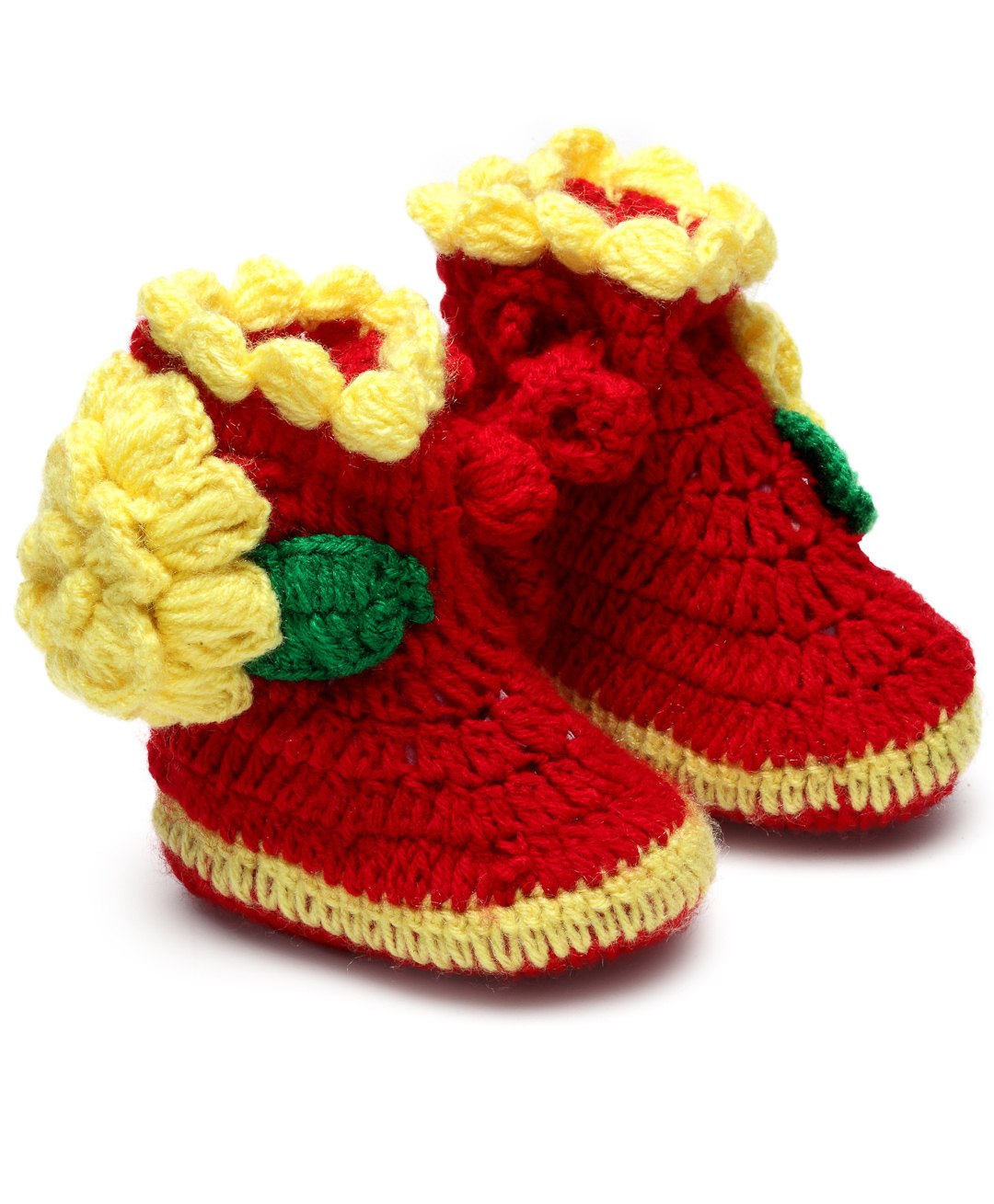 MayRa Knits Hand Knitted Floral Crochet Booties - Red-picture-15