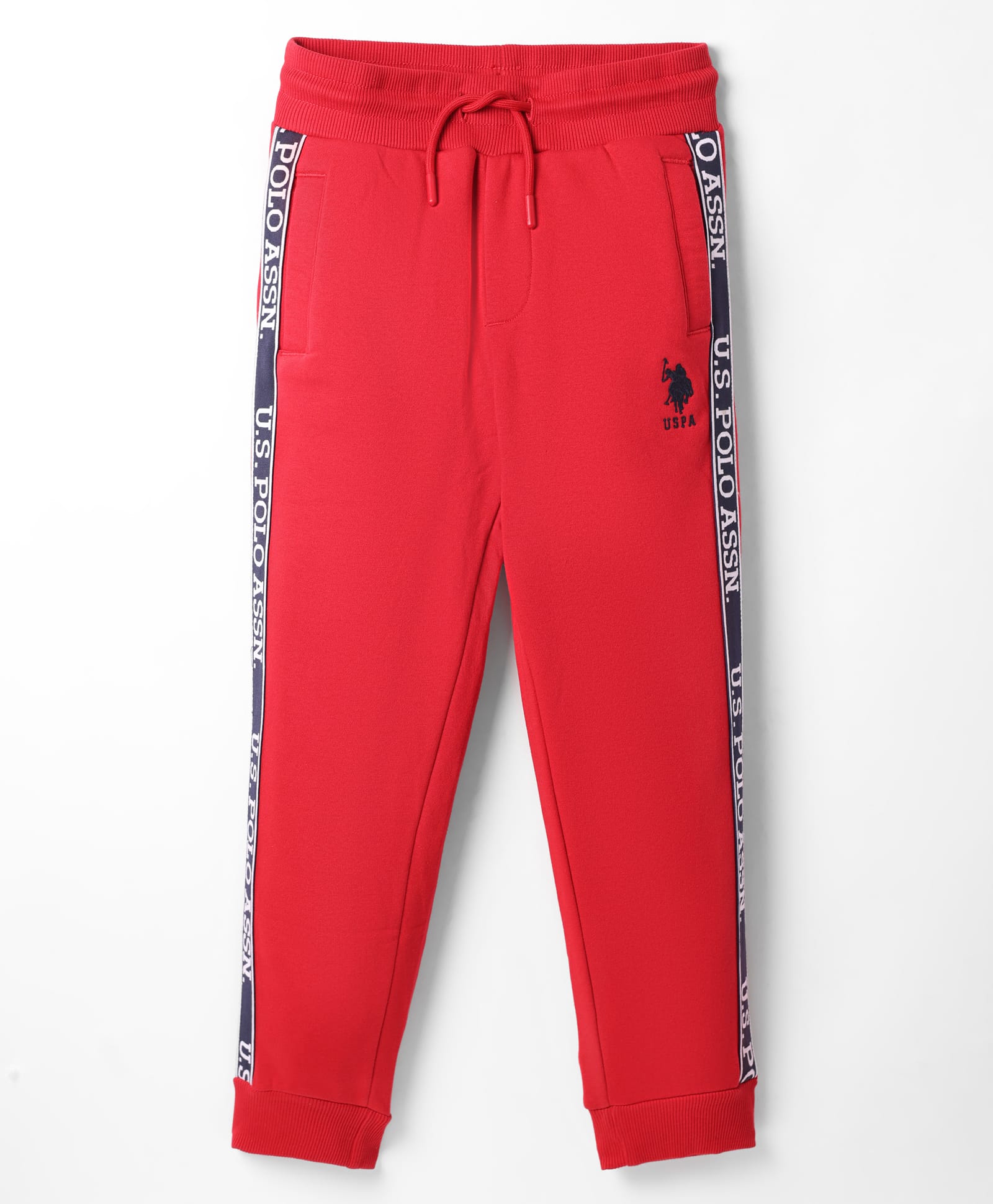 US Polo Assn Cotton Knit Full Length Track Pant Text Print - Red-image-25