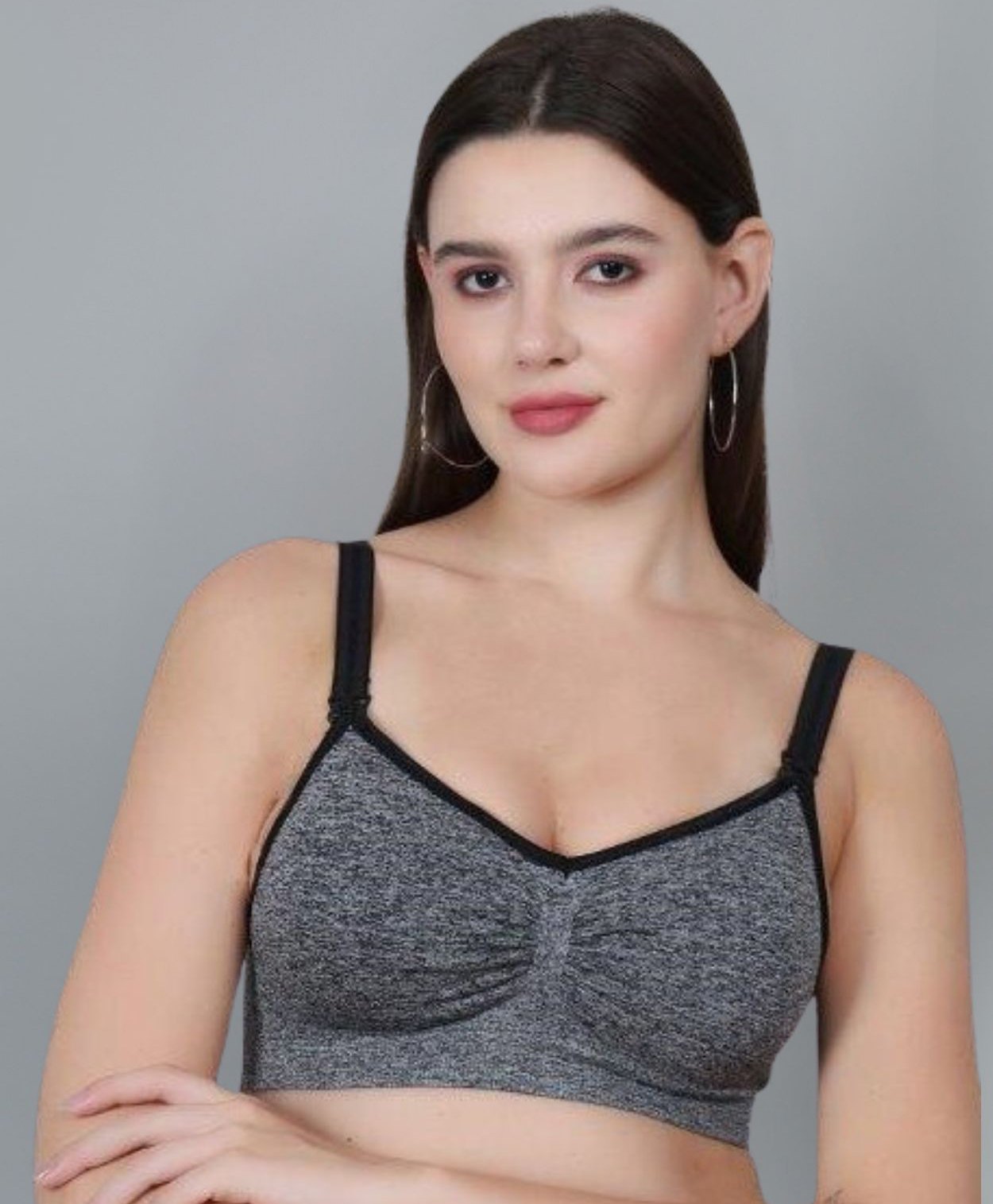 Fabme Sleeveless Solid Padded Wire Free Nursing Bra - Black-picture-20