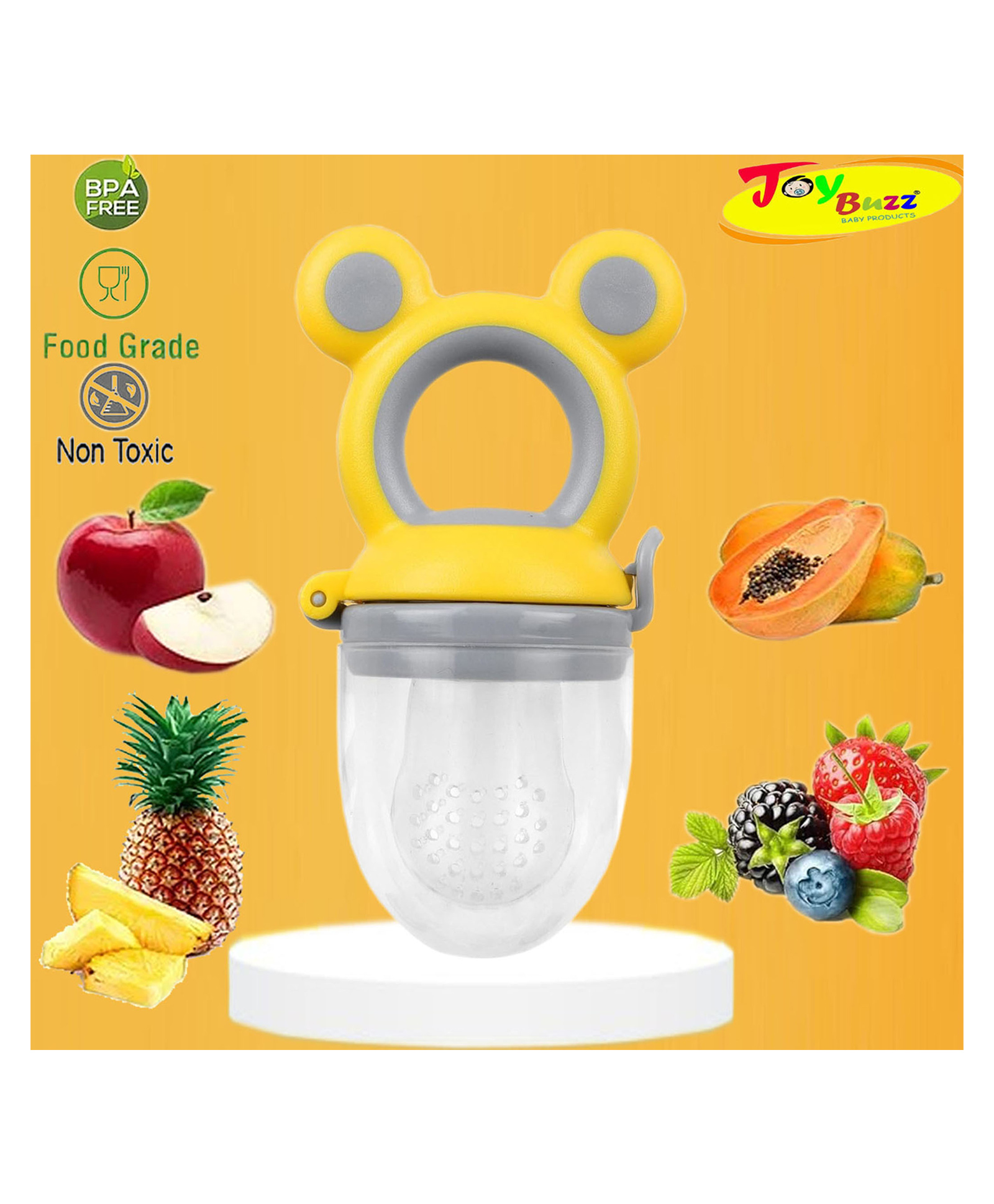 Joy Buzz Fruit & Food Nibbler Easy Grip - Yellow-picture-20