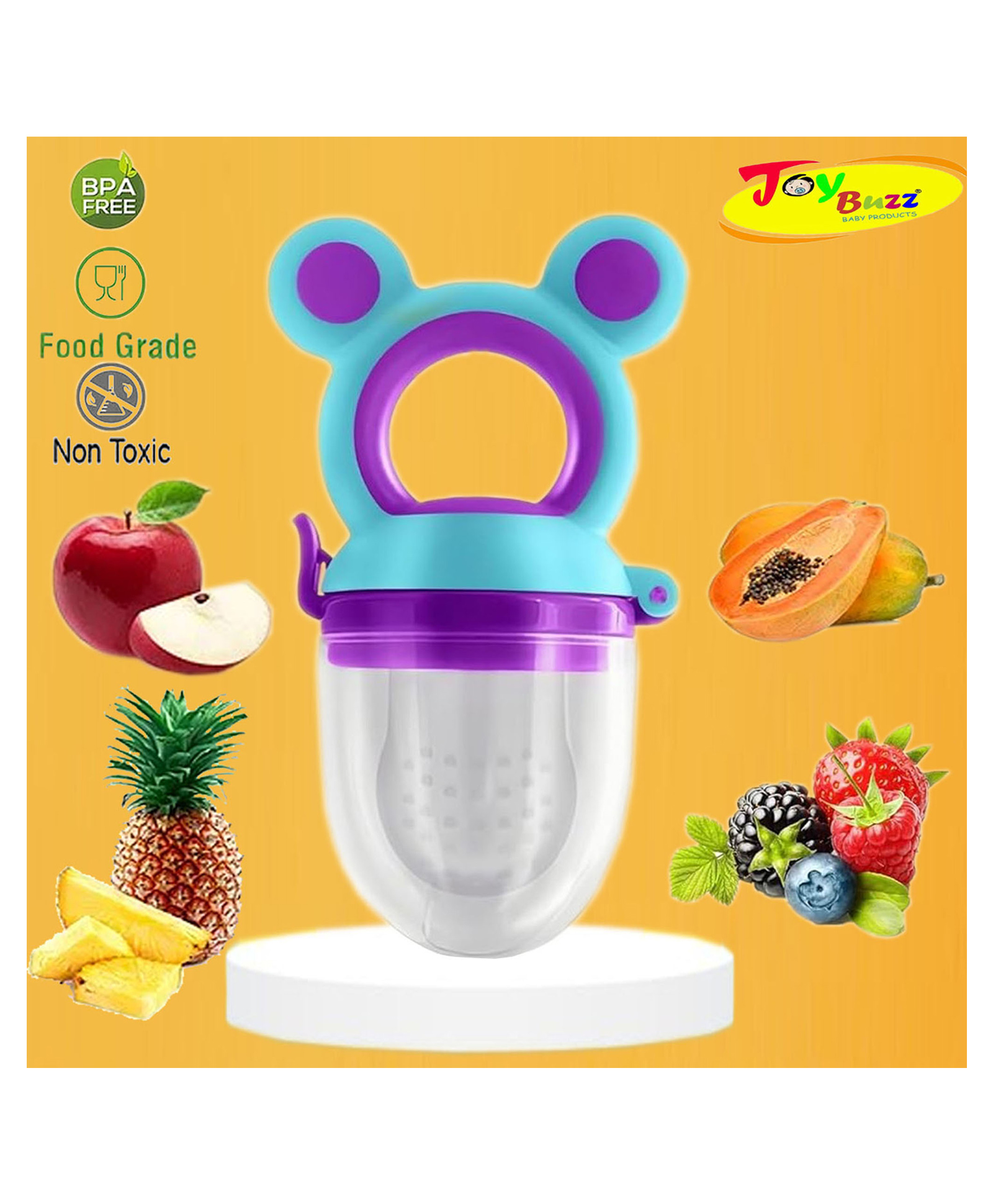 Joy Buzz Fruit & Food Nibbler Easy Grip - Purple-picture-3