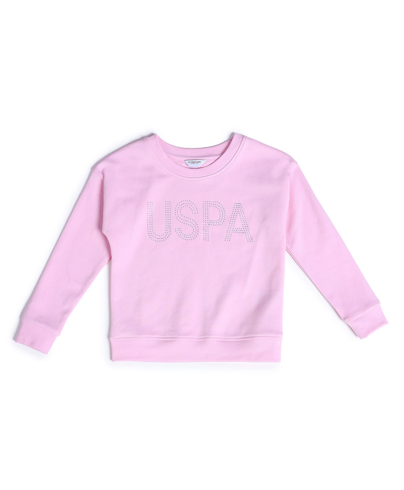US Polo Assn Cotton Knit Full Sleeves Sweatshirt With Text Print - Pink-picture-23