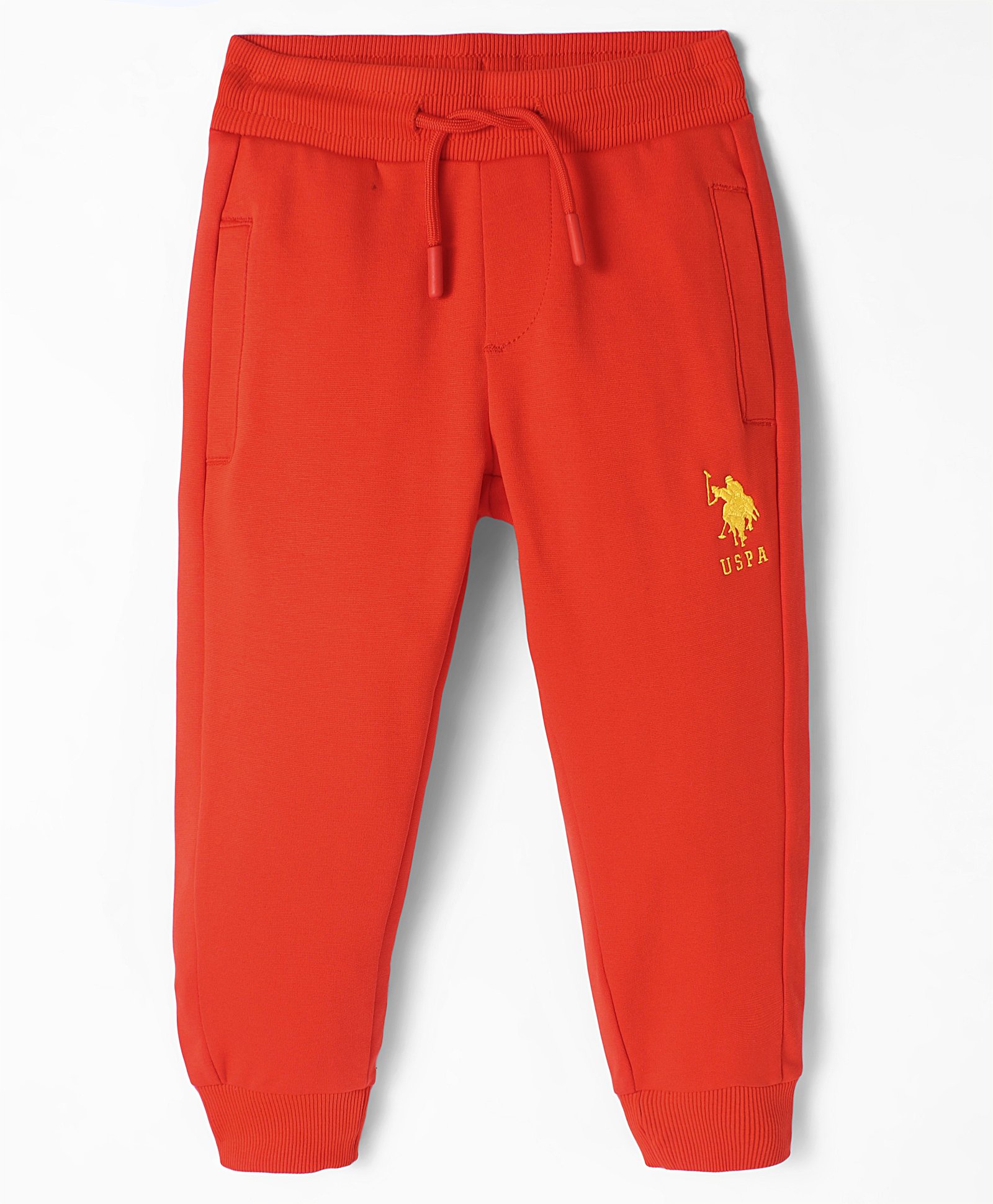 US Polo Assn Cotton Knit Full Length Lounge Pants With Logo Embroidery - Red-picture-29