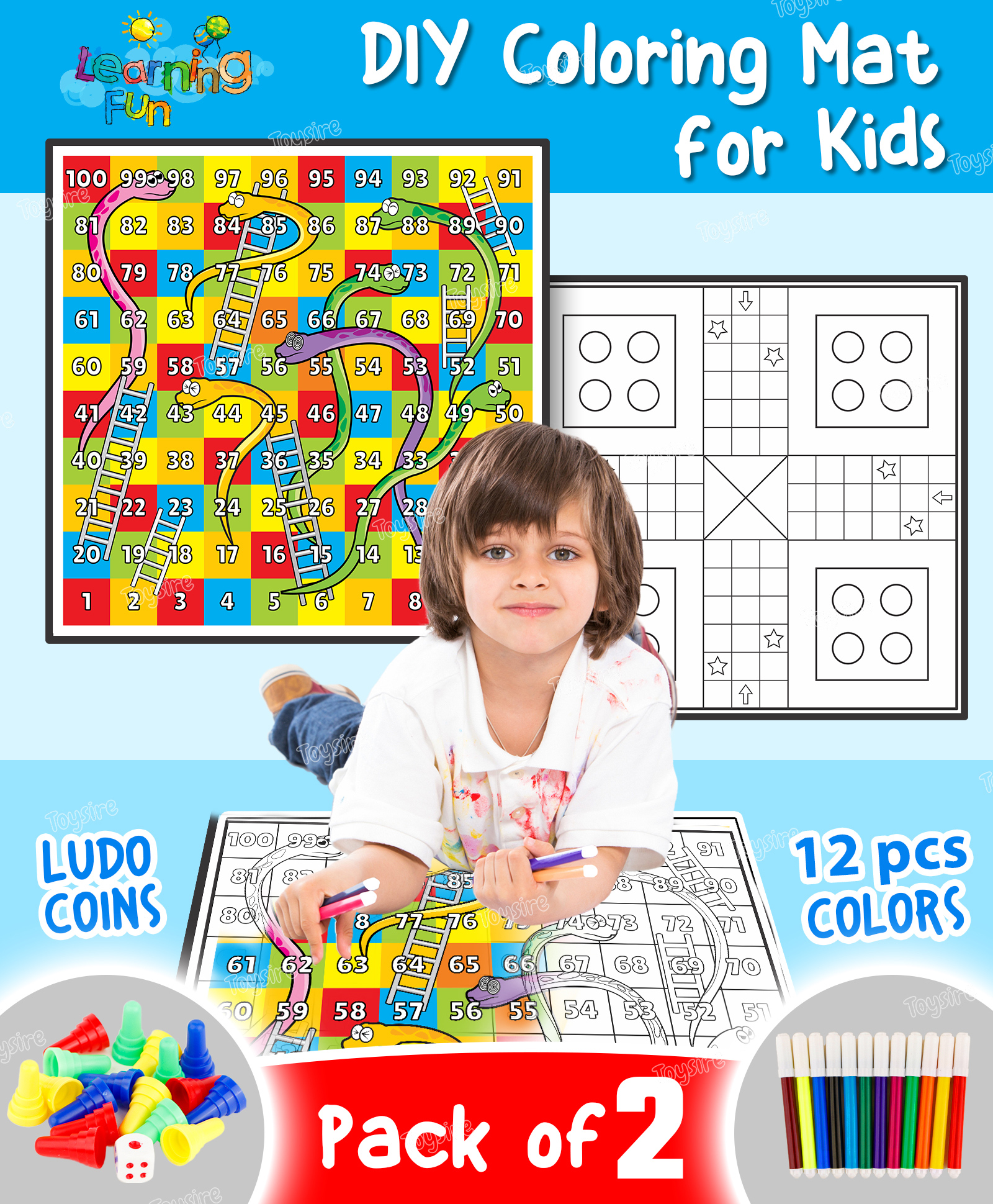 fiddlerz Toysire DIY Coloring Mat for Kids above 3 years Reusable & Washable Sketch Drawing Mat for Boys & Girls Multiple Drawing Mat for Art & Craft(Pack of 2)-picture-13