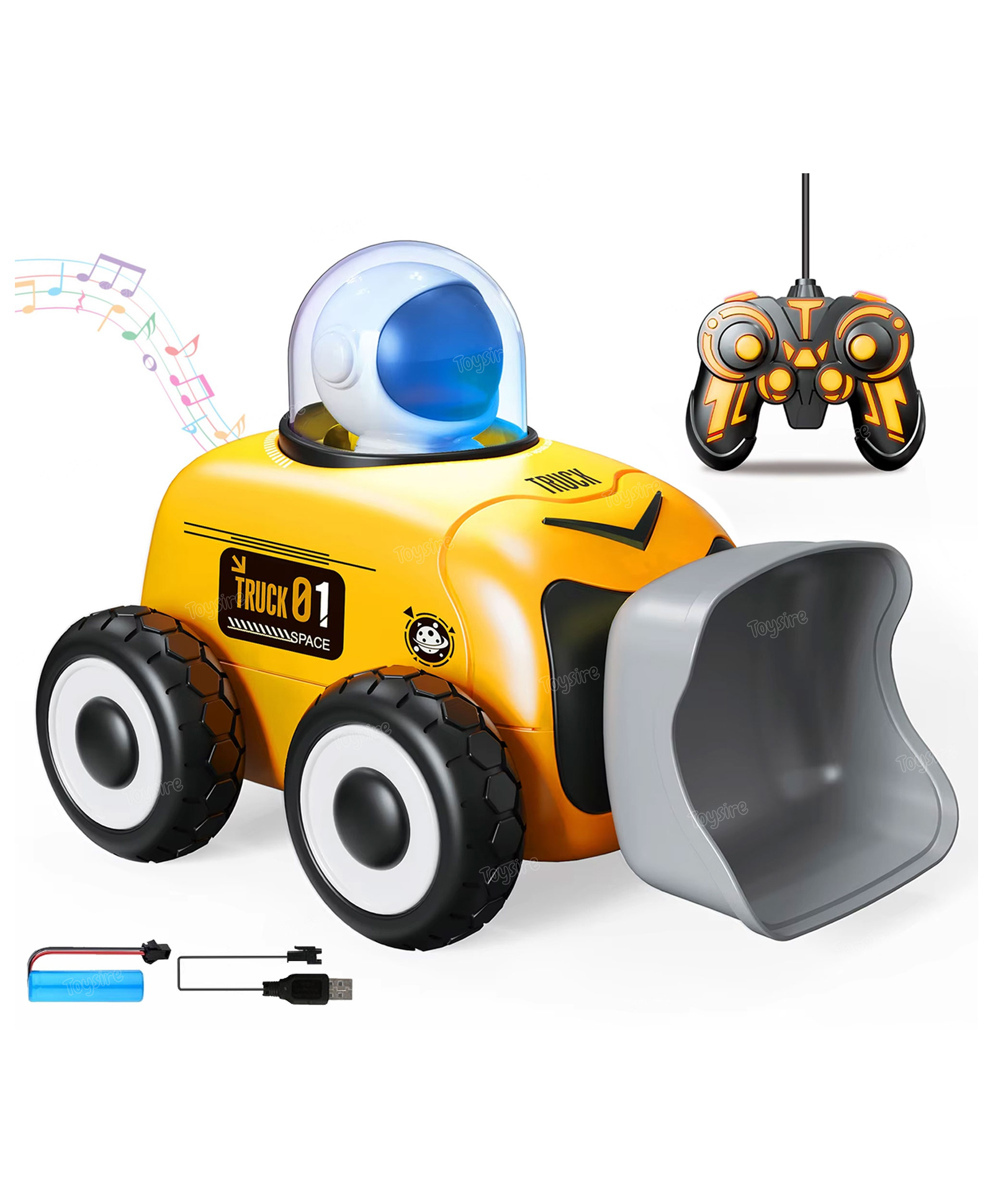 Toysire Remote Control Construction Toys Vehicles with Sounds and Lights Birthday Gifts for Kids Excavator Truck-image-9