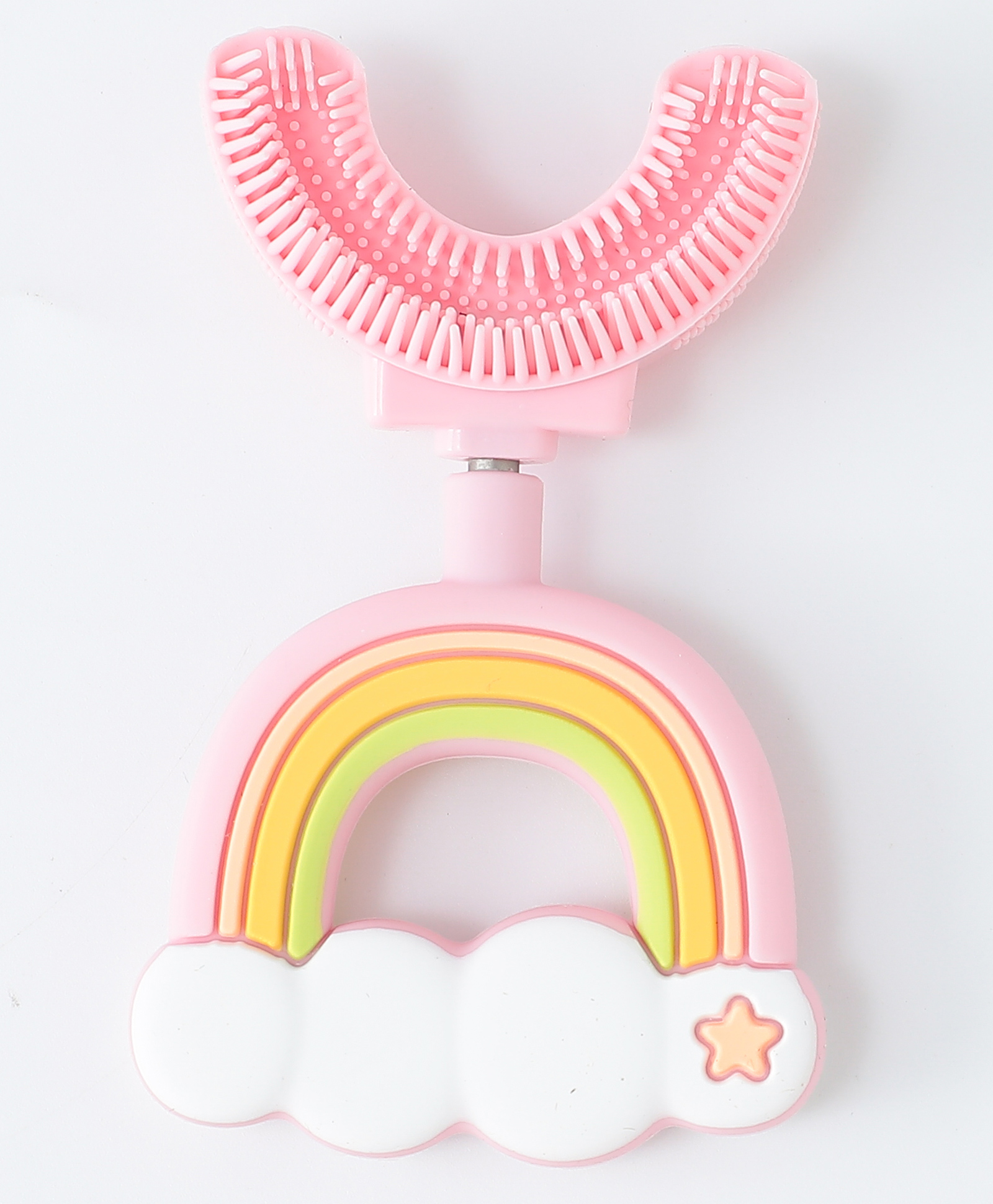 Soft Silicone Rainbow Shaped BPA-Free Baby Teether- Pink-image-13