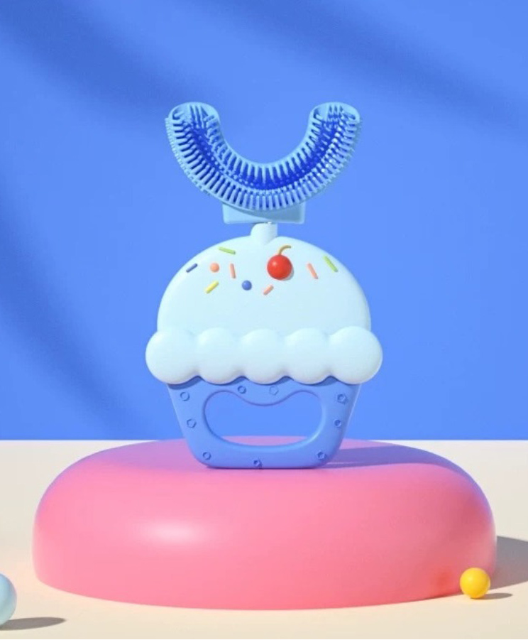 Soft Silicone Cupcake Shaped BPA-Free Baby Teether -Blue-image-41