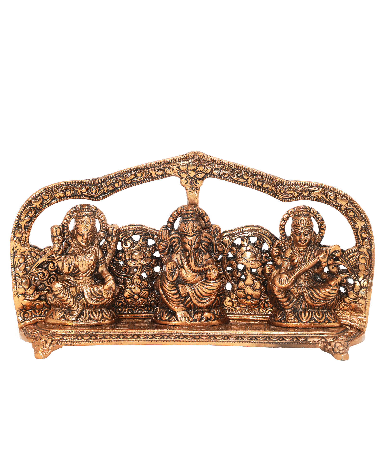 International Gift Copper Plated Laxmi Ganesh Saraswati God Idol for Home Decor and Gifting-picture-15