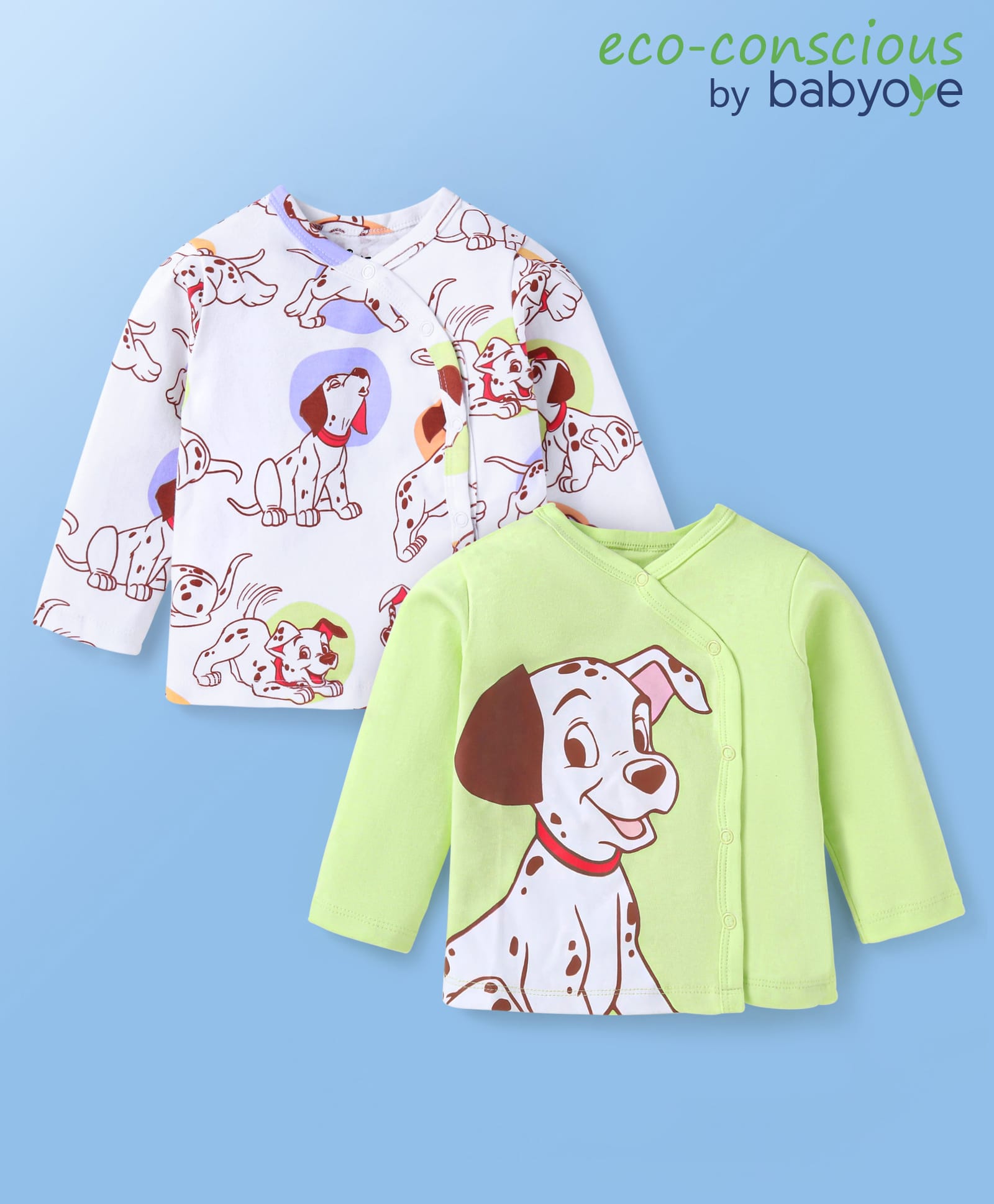 Babyoye Disney Interlock Knit Full Sleeves Jhablas With 101 Dalmatians Graphics - White & Green-picture-16