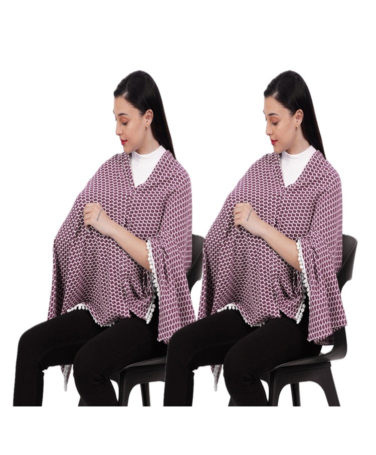 AGUILA Multi Purpose Feeding Shawl Pack Of -2 - Maroon-image-42