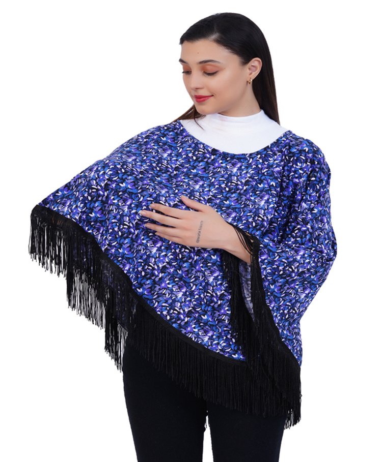 AGUILA Poncho Style Breast Feeding Nursing Cover All Over Print- Royal Blue-image-44