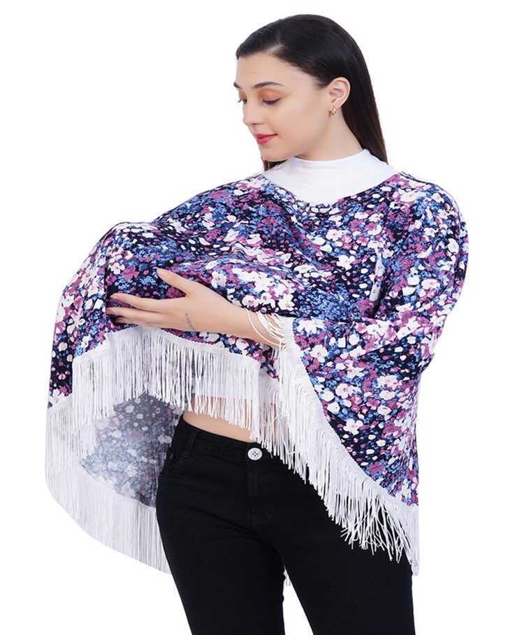 AGUILA Poncho Style Breast Feeding Nursing Cover All Over Print- Violet-image-45