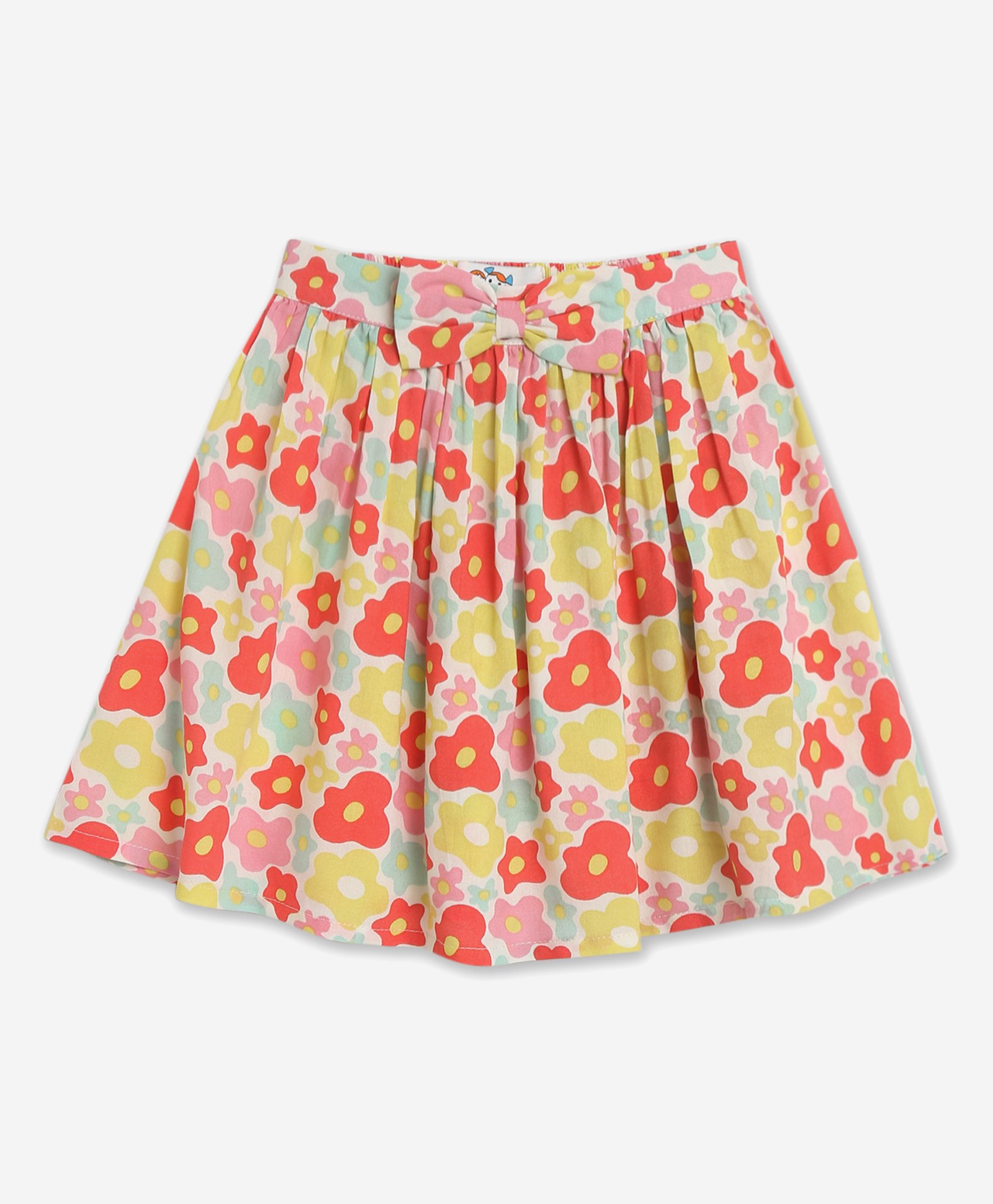Chuppan Chupai Rayon Floral Printed Bow Applique Detailed Skirt - Multi Colour-picture-12