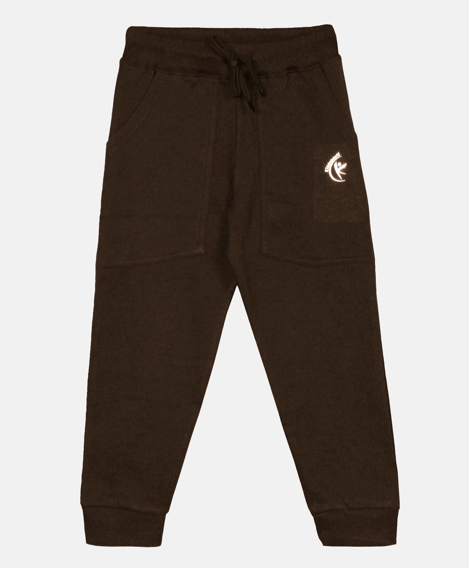 Kiddopanti Brand Name Printed & Pocket Detailed  Track Pant - Brown-picture-15