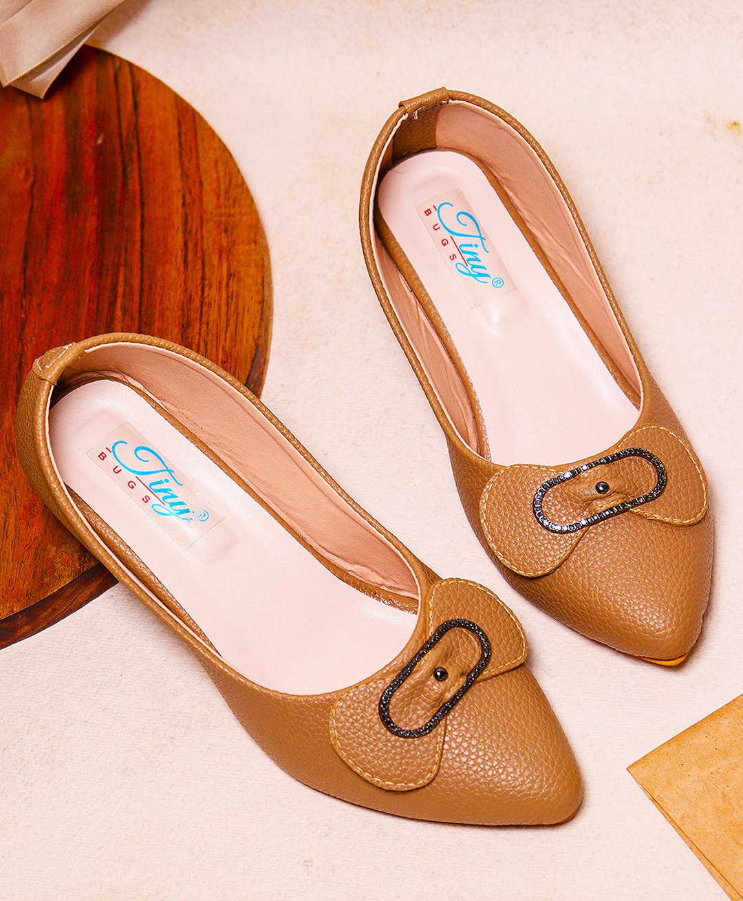 Tiny Bugs Bow Detailed Ballerinas - Beige-image-45
