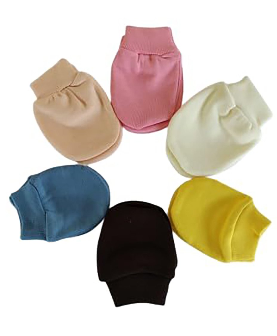 MOMISY Cotton Set Of 6 Solid Mittens Set - Multicolor-image-5