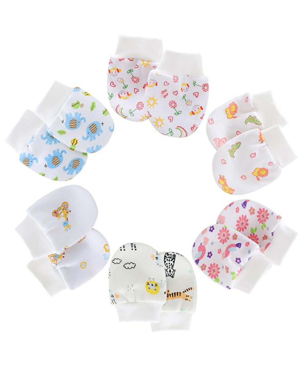 MOMISY Cotton Set Of 6 Floral & Animals Printed Mittens Set - Multicolor-picture-11