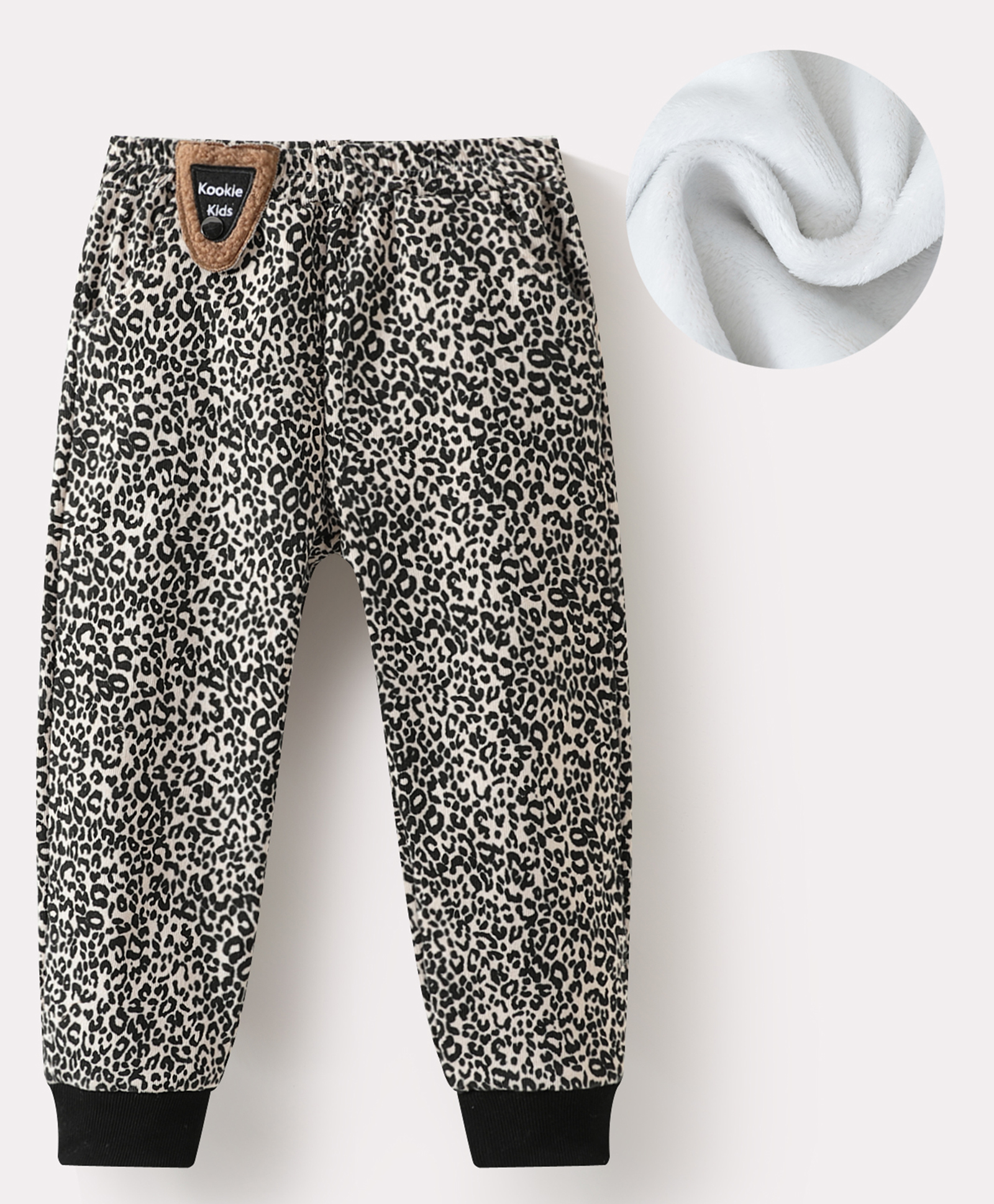 Kookie Kids Full Length Lounge Pants with Cheetah Print - Grey-image-48