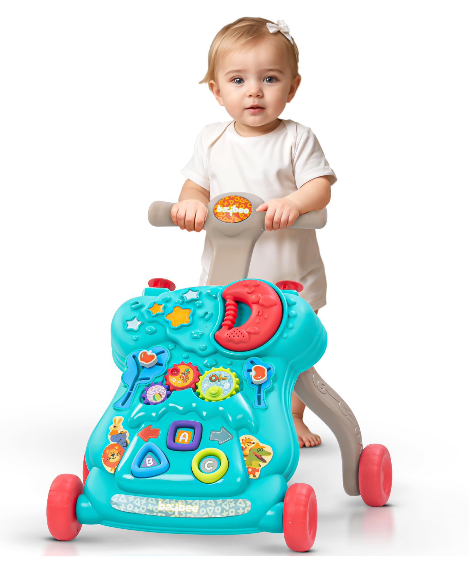 Baybee Lilo Baby Walker for Kids, Baby Activity Walker with LED Light, Music, Rotating Gears & Easy Grip Push Handle (Teal Green)-image-7