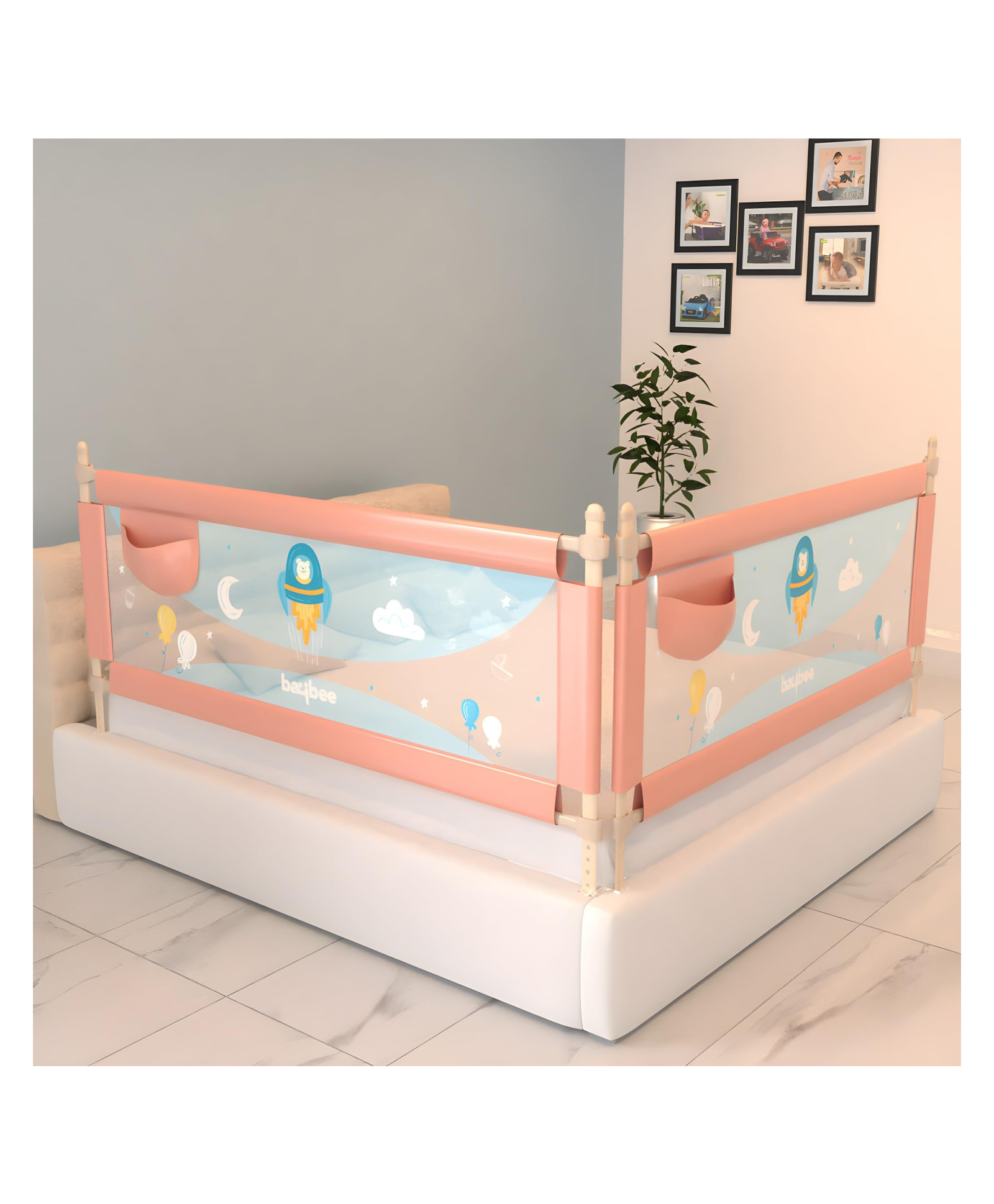 Baybee Bed Rails Guard for Baby Kids Safety with Adjustable Height -  Pink-image-31