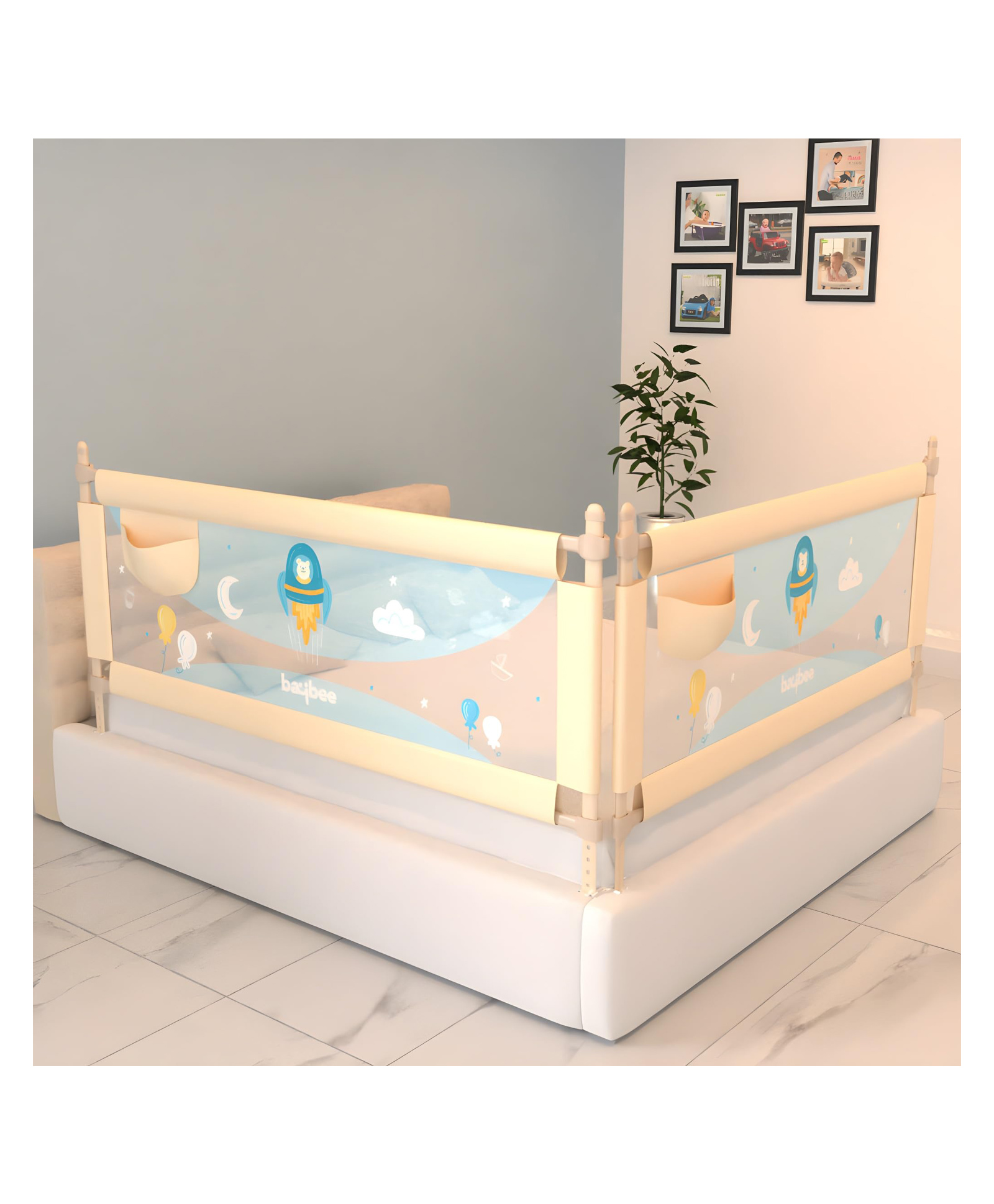 Baybee Bed Rails Guard for Baby Kids Safety with Adjustable Height -  Beige-picture-10