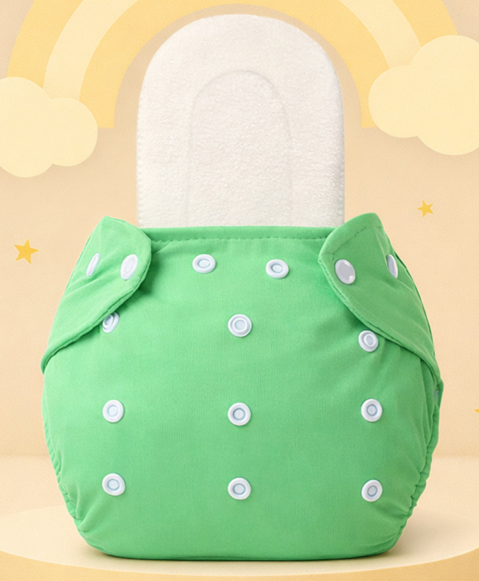 The Cheeky Kidzz Baby Quirky 1 Bamboo Microfiber Soaker Inserts & 1 Adjustable Reusable Cloth Diaper - GREEN-image-9