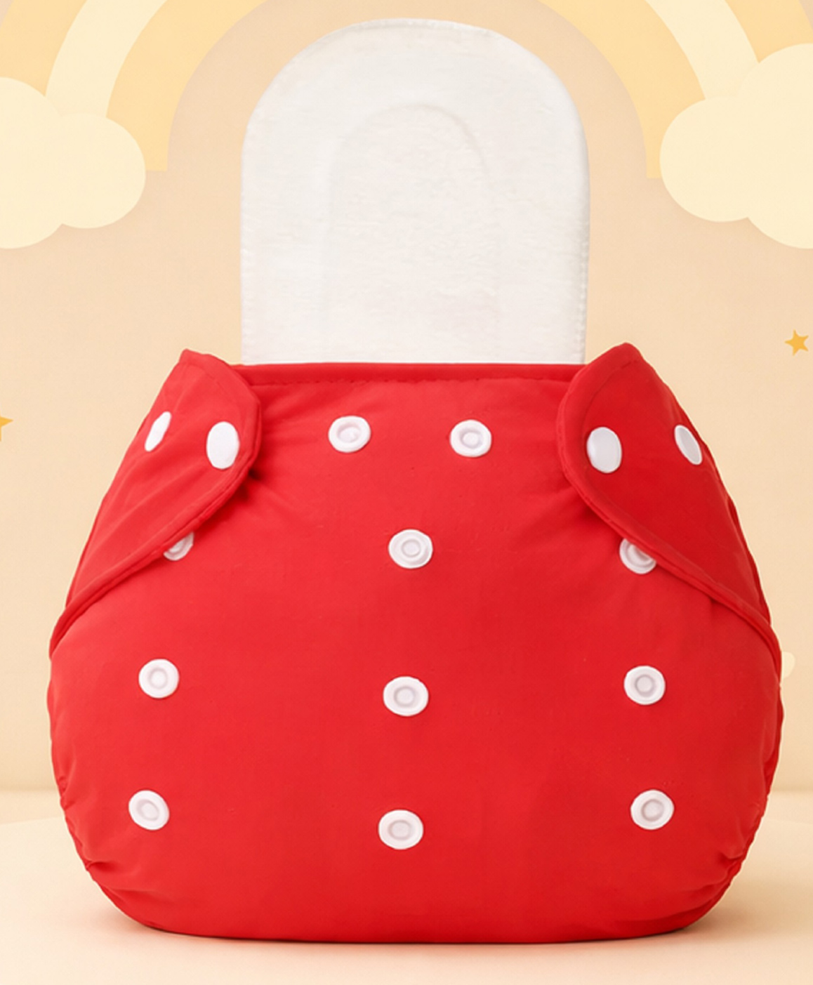 The Cheeky Kidzz Baby Quirky Bamboo Microfiber Soaker Inserts & Adjustable Reusable Cloth Diaper (RED)-image-0