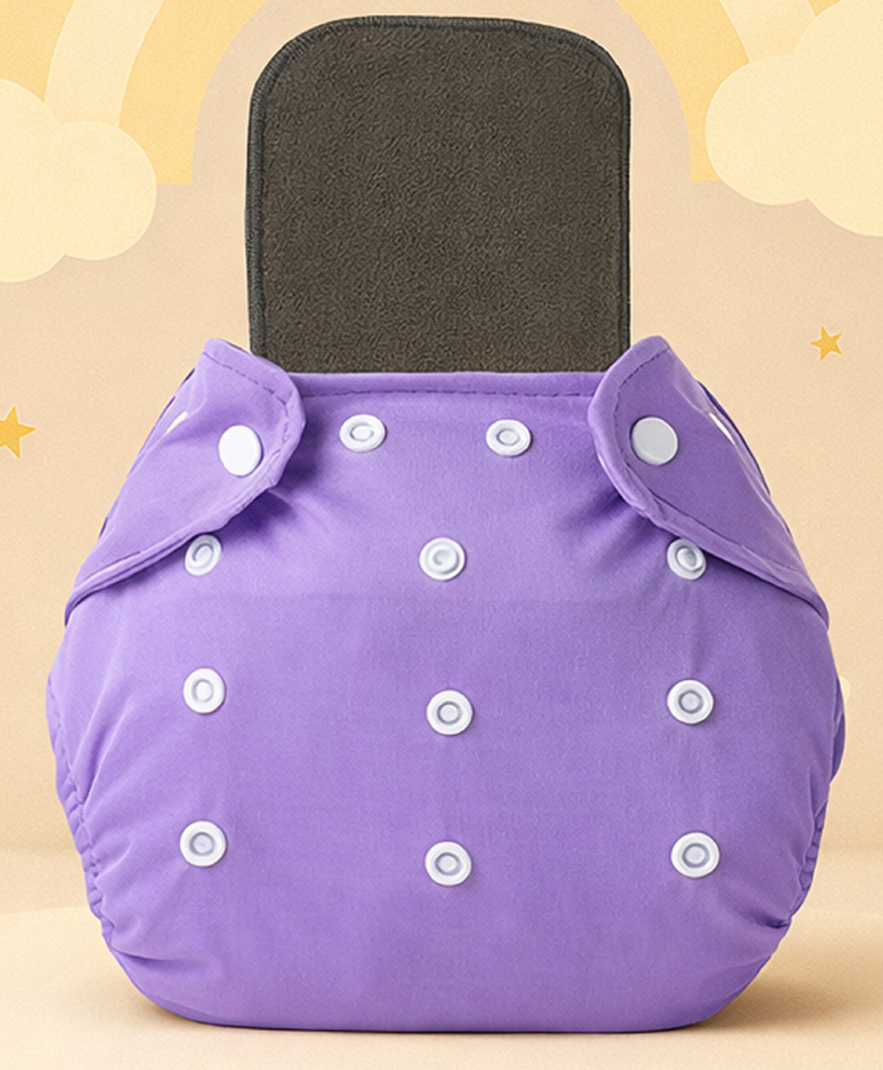The Cheeky Kidzz Quirky Baby Adjustable Reusable Cloth Diaper And 1 Bamboo Microfiber Insert Pads (PURPLE)-image-30