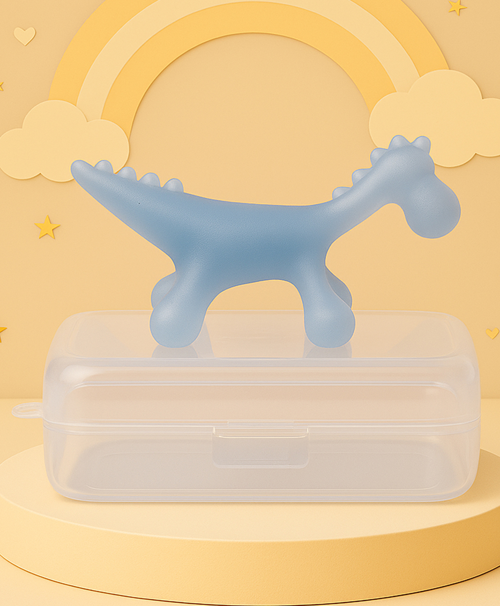 The Cheeky Kidzz Baby Silicone Dinosaur Teether Textured BPA-Free Teething Toy Tooth Gum Relief 3 to 12 Months Teether and Feeder - BLUE-picture-14