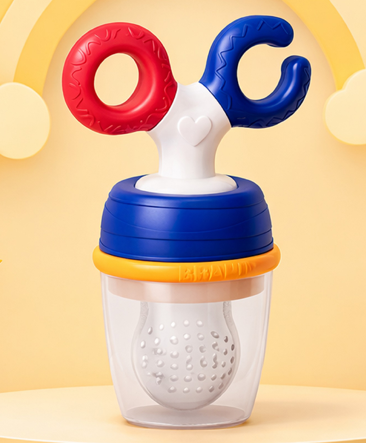The Cheeky Kidzz Pack of 1 Silicone Baby Fruit Rattle Soother | Silicone Baby Food Soother | Fruit Vegetables Teething Feeder Teether 4 to 12 Months Infants (WHITE)-image-31