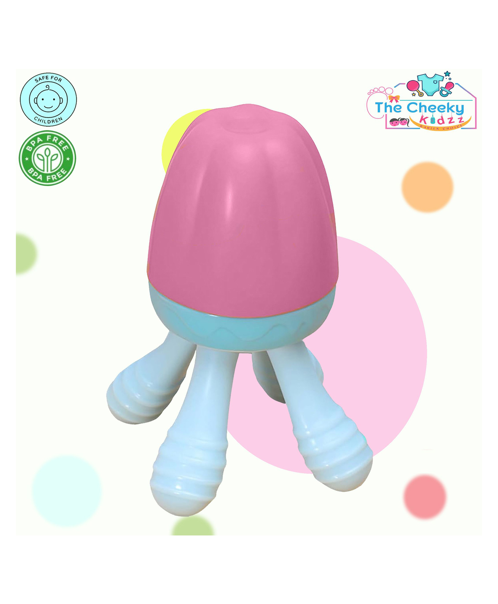 The Cheeky Kidzz Pack of 1 Silicone Baby Fruit Rattle Soother | Silicone Baby Food Soother | Fruit Vegetables Teething Feeder Teether 4 to 12 Months Infants (PINK)-image-32
