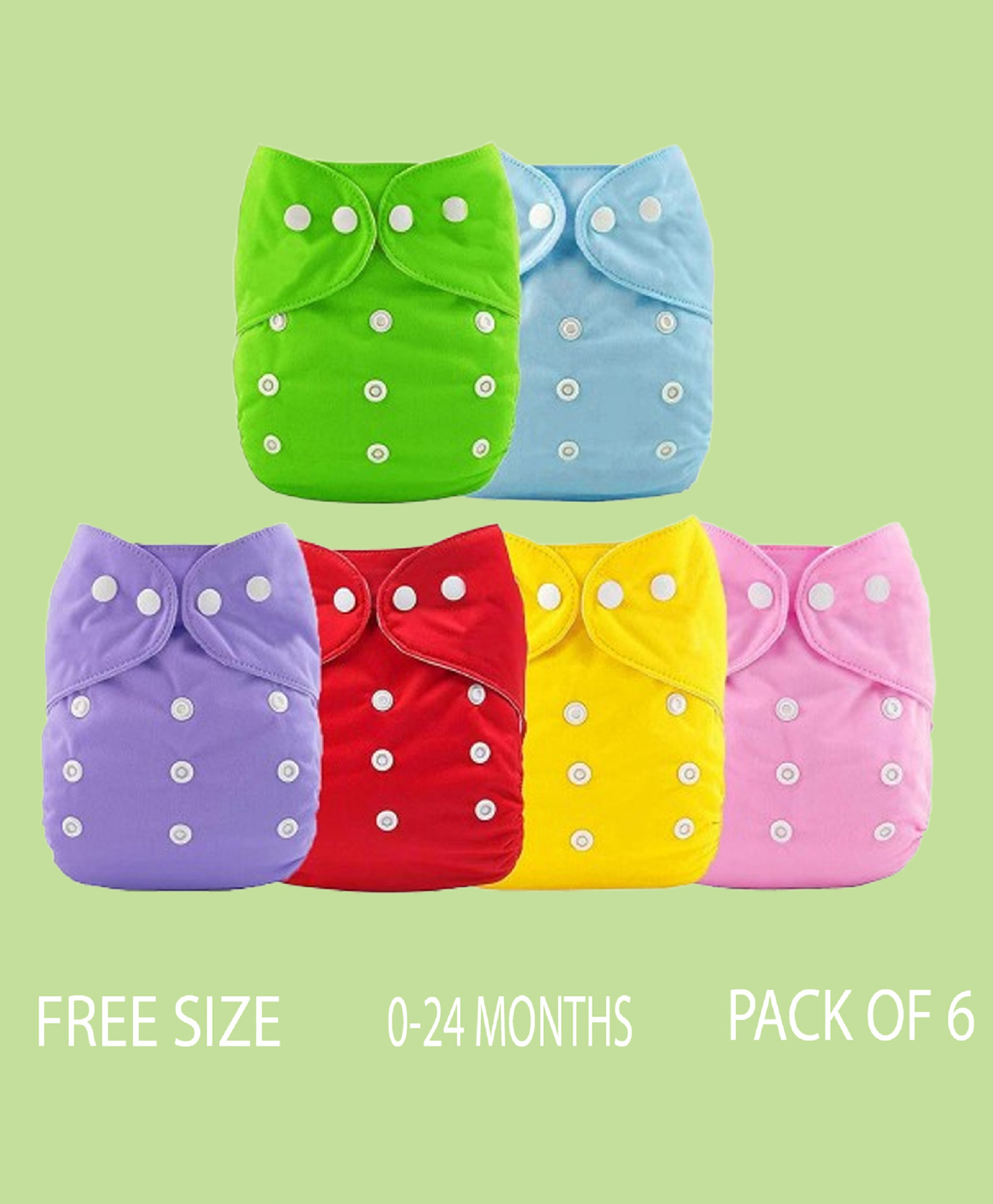 The Cheeky Kidzz Fashionable Trendy Pack of 6 Baby Reusable Cloth Diapers All in One Adjustable Pocket Style Nappies Washable Durable With Combo(MULTI-COLOR)-image-49