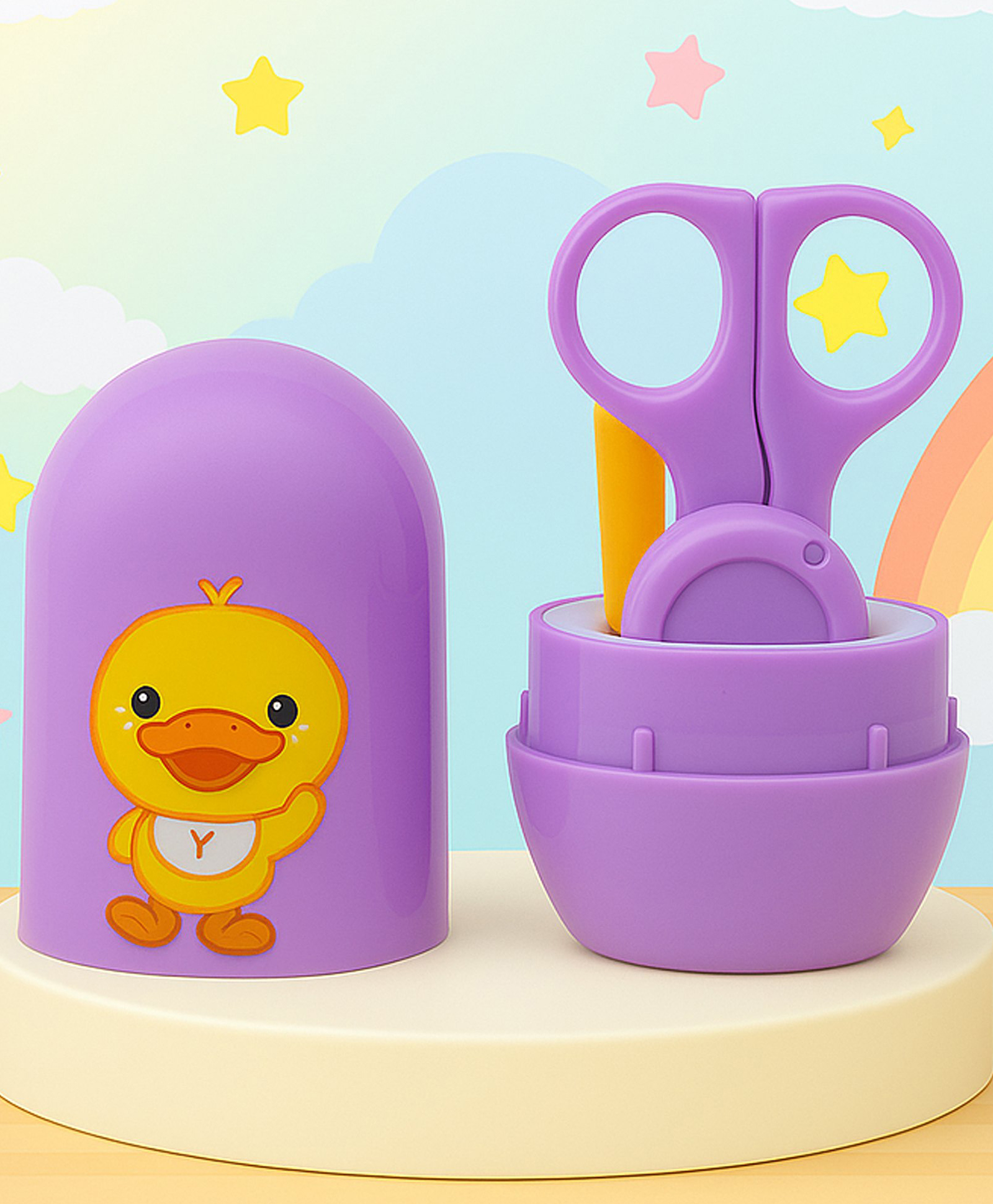 The Cheeky Kidzz 4 In 1 Baby Grooming Essential Baby Nail Clipper Scissor Filer Tweezers Set (PURPLE)-image-24