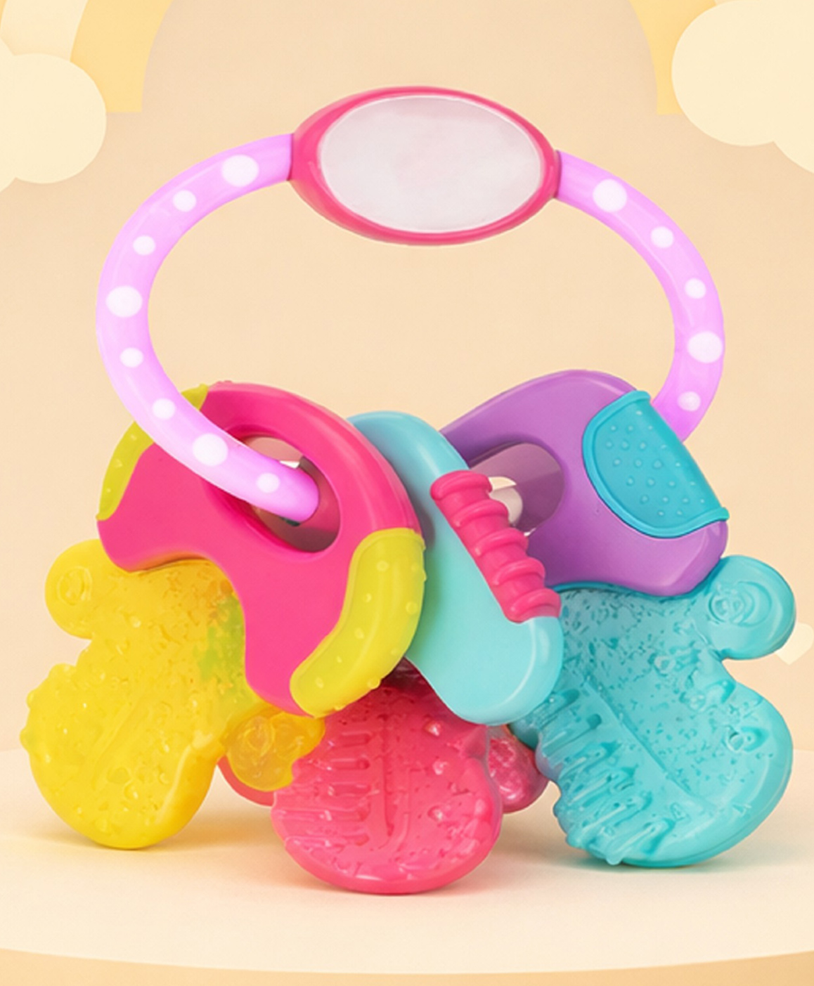 The Cheeky Kidzz Baby Water Filled Soft Silicone Teether Teething Gums Dental Care BPA Free Teether 4 to 12 Months (Key)-image-34