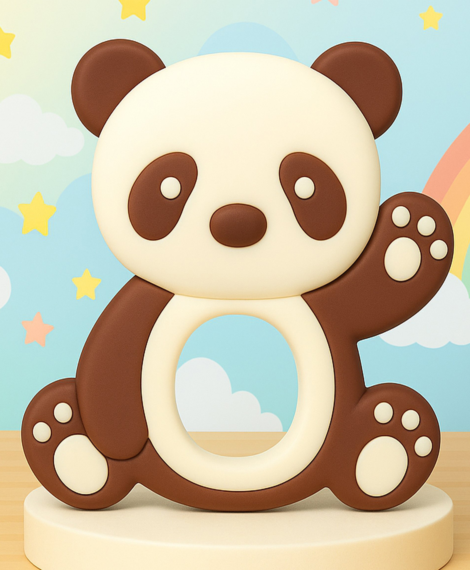 The Cheeky Kidzz Baby Panda Shape Soft Silicone Teething Toys Textured Molar Teeth Soother Massage For Dental Care Baby (BROWN)-picture-13