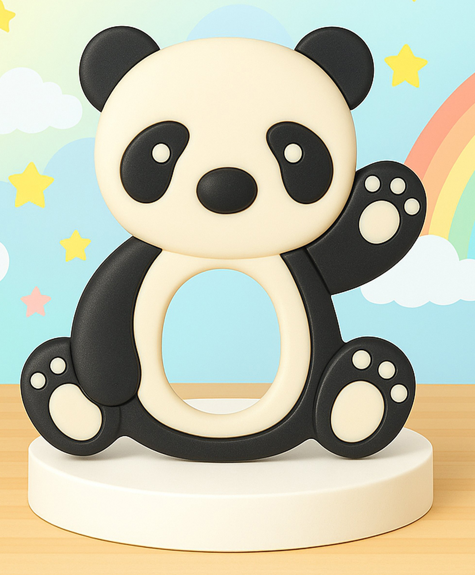 The Cheeky Kidzz Baby Panda Shape Soft Silicone Teething Toys Textured Molar Teeth Soother Massage For Dental Care Baby (BLACK)-picture-15