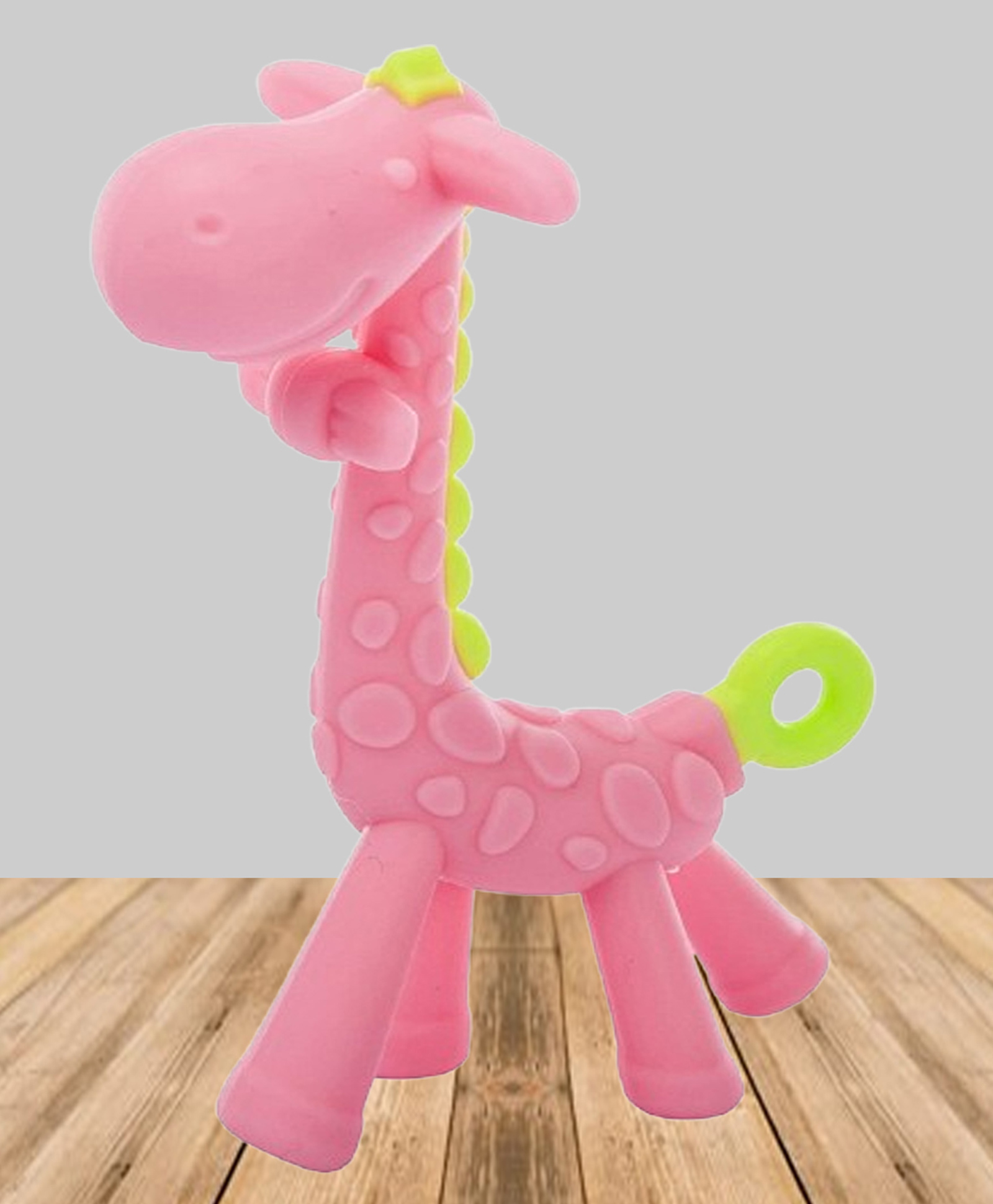 The Cheeky Kidzz Baby Silicone Giraffe Flexible Bendable Teether Cum Tooth Gum Massager Teether and Feeder(PINK)-picture-11