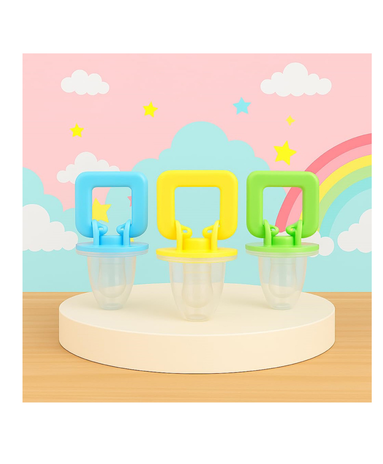 The Cheeky Kidzz Baby 3 Soft Silicone Pacifiers Teethers BPA-Free Non-Toxic With Protective Case Teether and Feeder-image-7