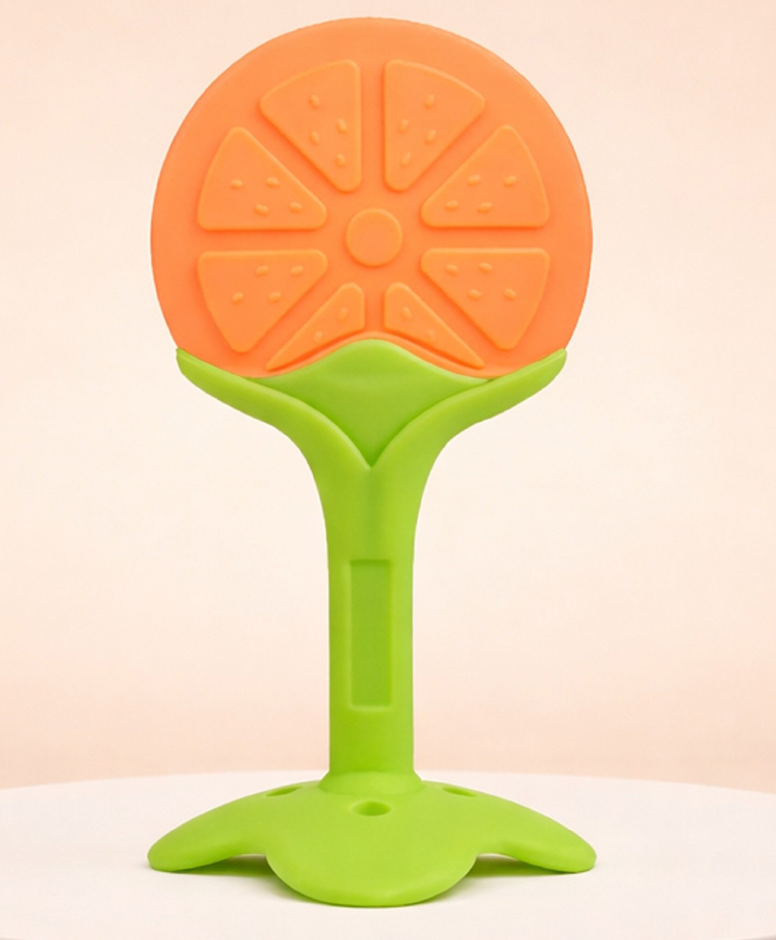 The Cheeky Kidzz Fruit Shape Silicone Teether Toys for Baby Textured Molar Teeth Soother Massage Teether and Feeder(ORANGE)-image-44