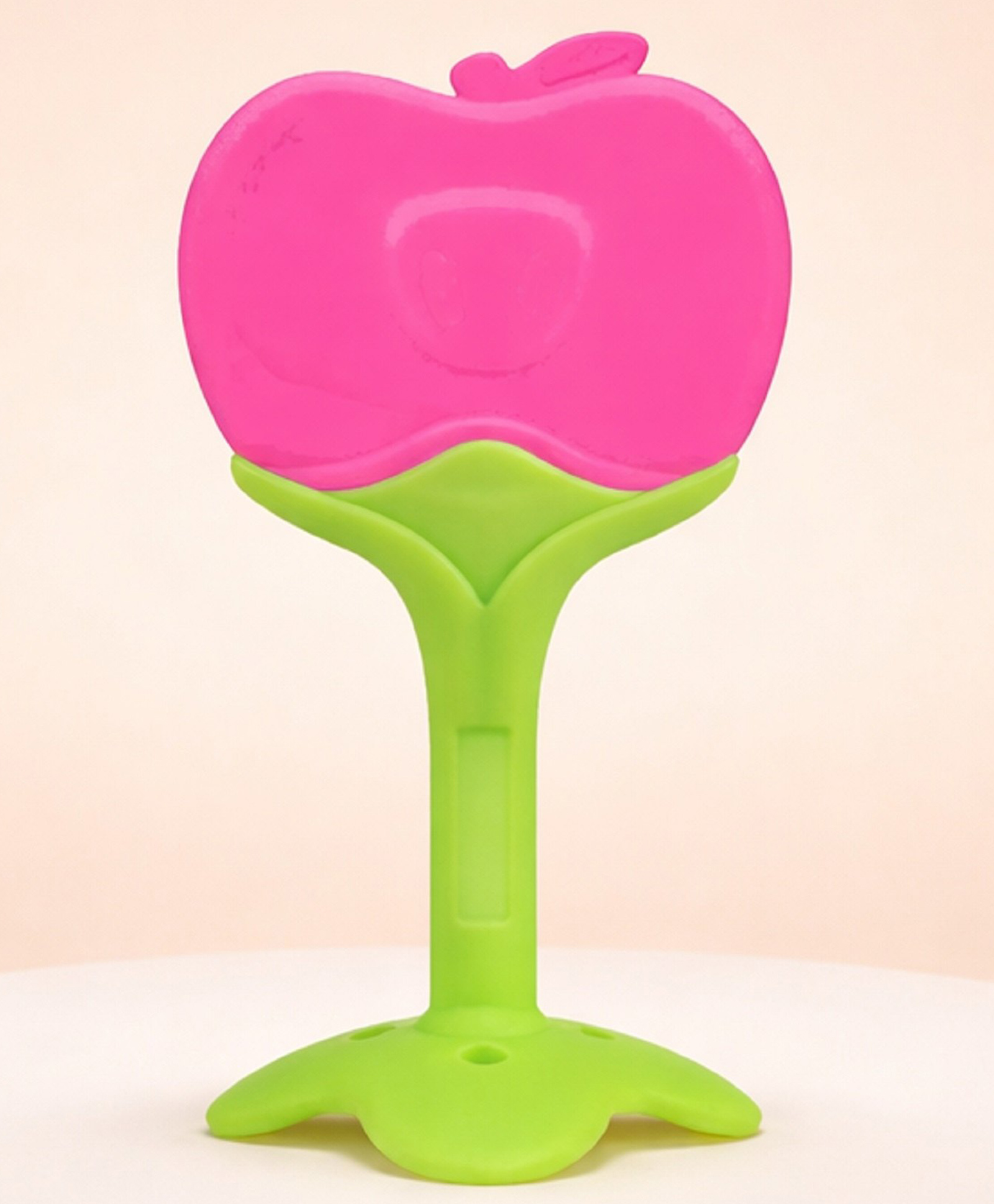 The Cheeky Kidzz Fruit Shape Silicone Teether Toys for Baby Textured Molar Teeth Soother Massage Teether and Feeder(APPLE)-image-28