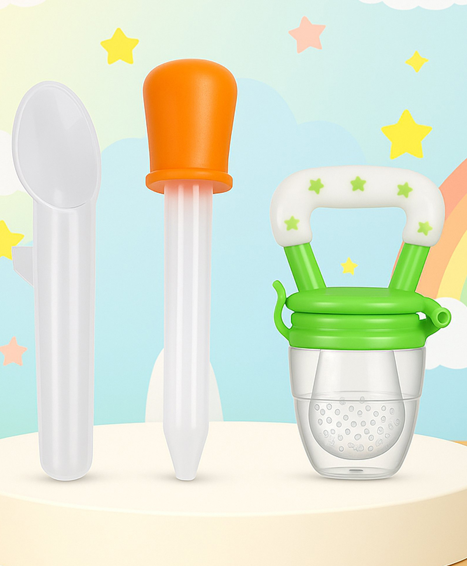 The Cheeky Kidzz Baby Medicine Dropper Spoon Set With Silicone Fruit Nibbler Teether BPA Free-image-31