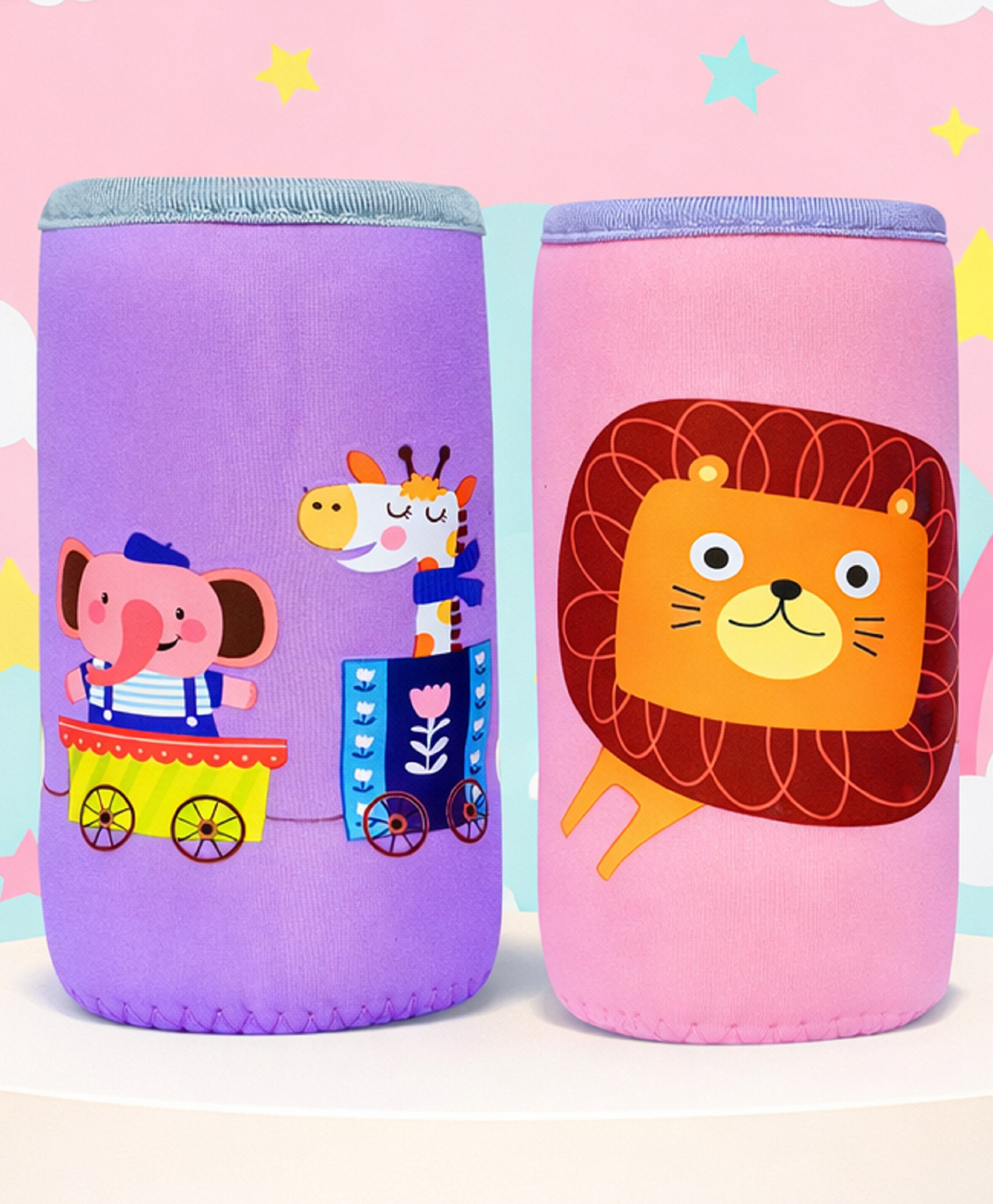 The Cheeky Kidzz Pack of 2 Soft Reusable Baby Feeding Bottle Cover Sleeve for 120ml To 240ml Feeding Slim Neck Milk/Water Bottles(PINK-PURPLE)-image-36