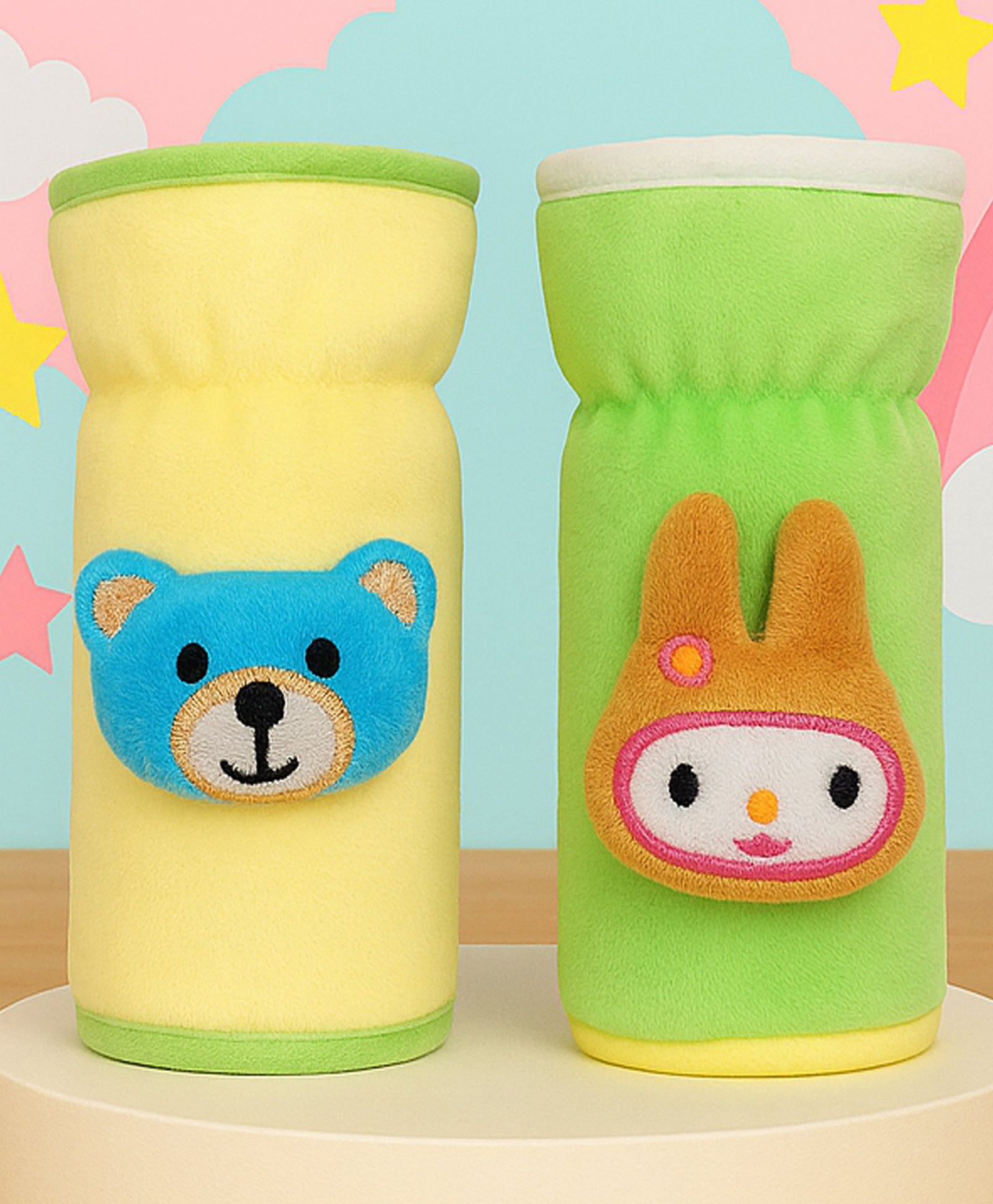 The Cheeky Kidzz Pack of 2 Baby Soft Stretchable Cartoon Baby Glass Feeding Bottle Covers for 150ml 220ml 240ml 250ml (Green)-image-37