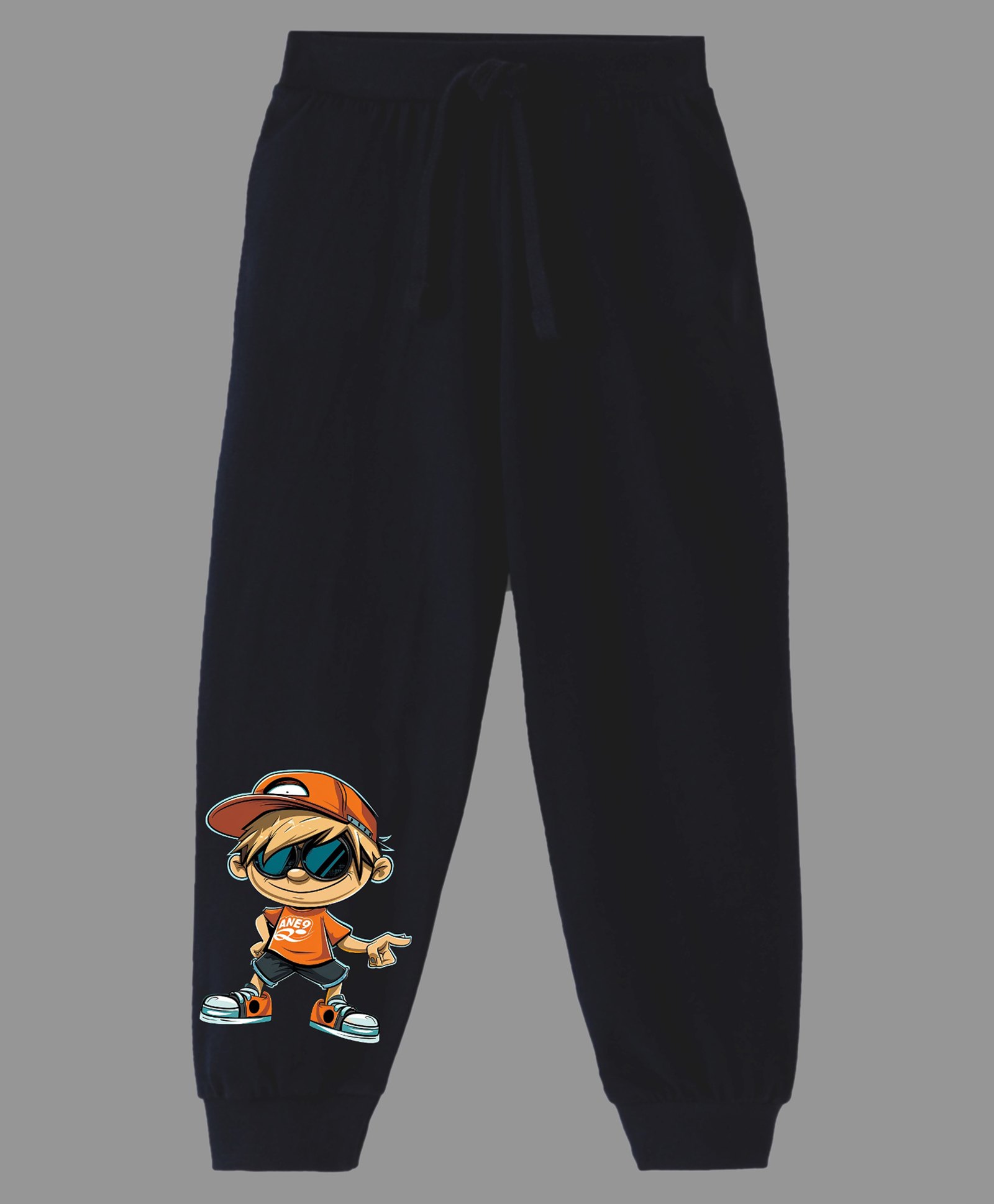 KAVEE Pure Cotton Funny Boy Printed Bio Washed Joggers - Black-image-34
