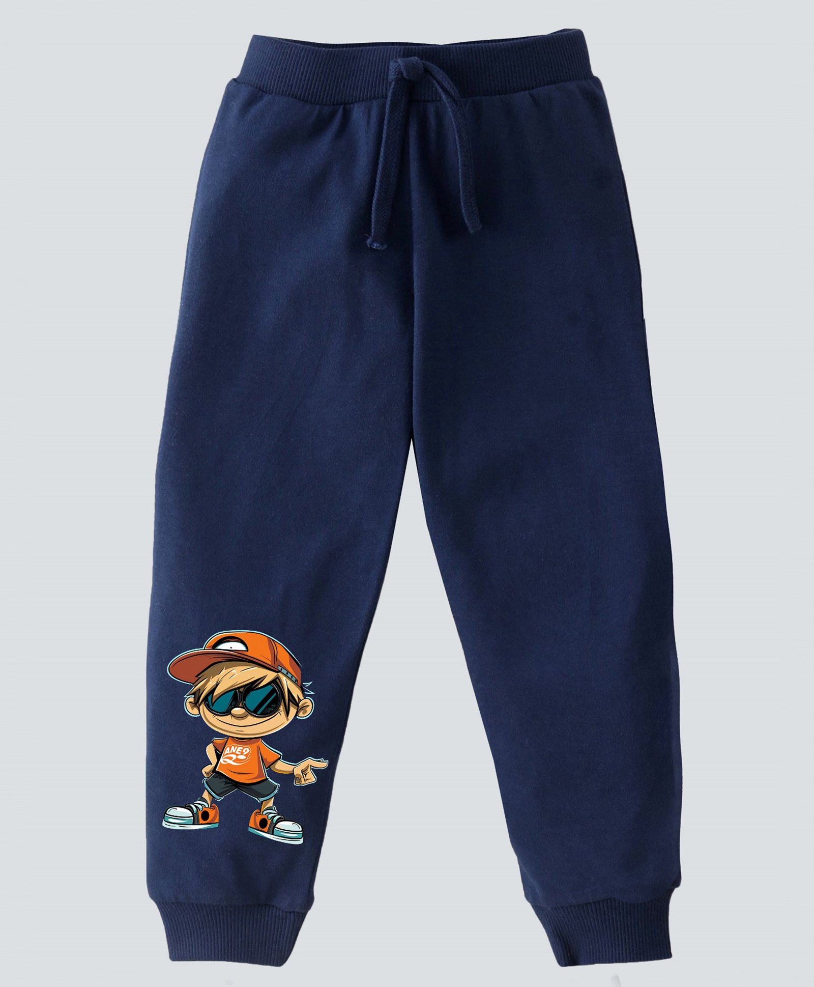 KAVEE Pure Cotton Funny Boy Printed Bio Washed Joggers - Navy Blue-image-48