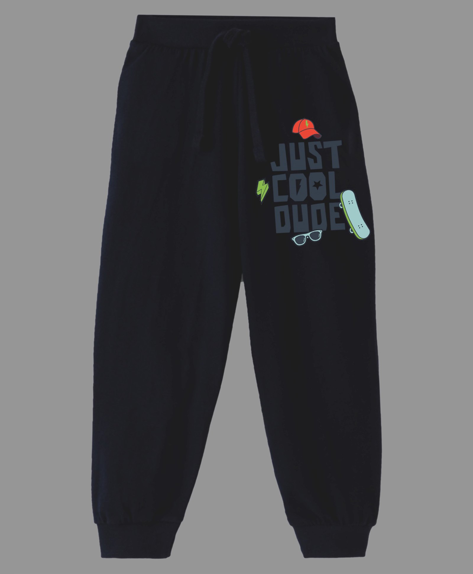 KAVEE Pure Cotton Just Cool Dude Text Printed Bio Washed Joggers - Black-picture-15